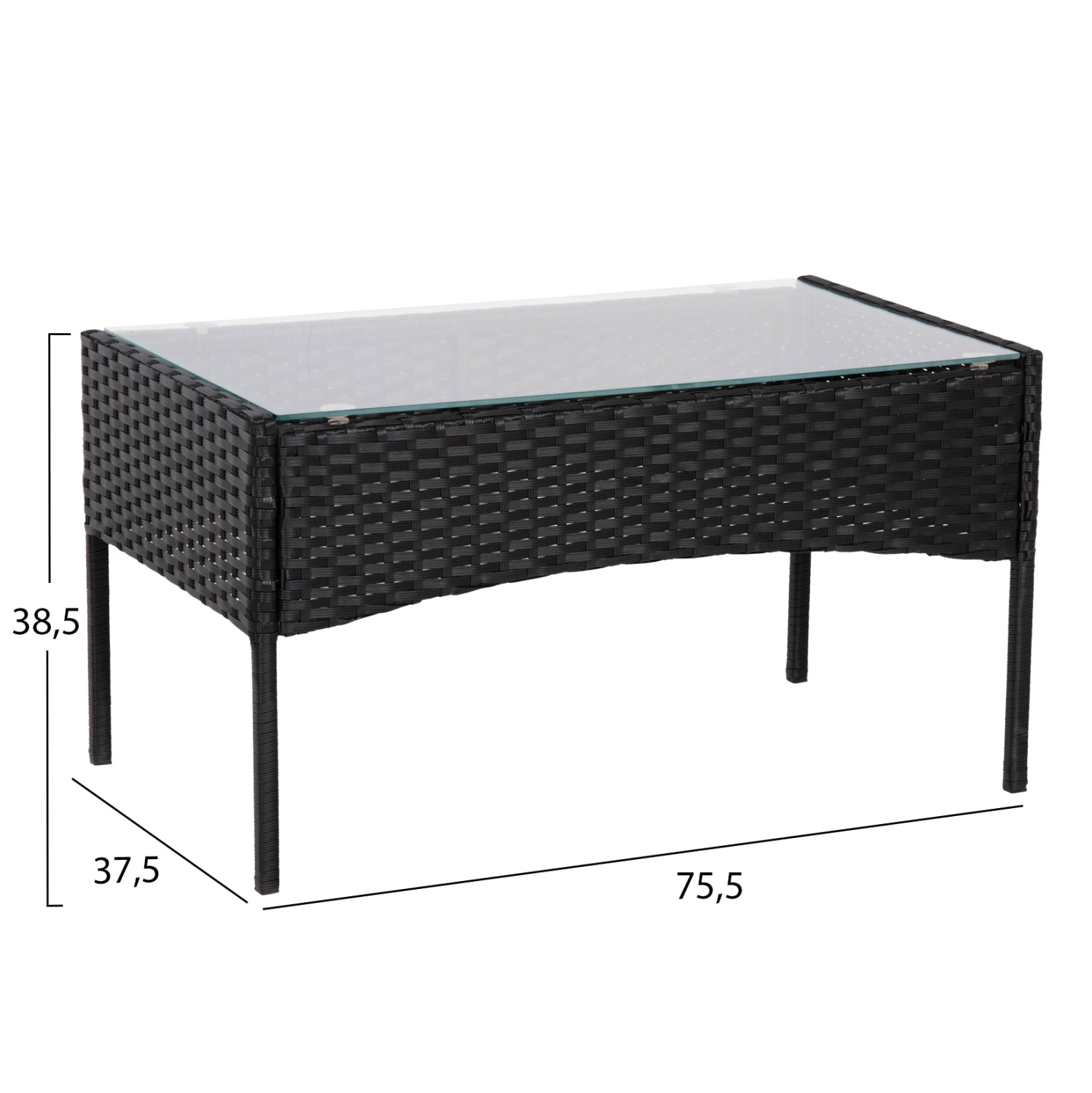 Градински комплект Стасия 4 бр цвят черен-капучино диван с 2 кресла и маса75.5x37.5x38.5