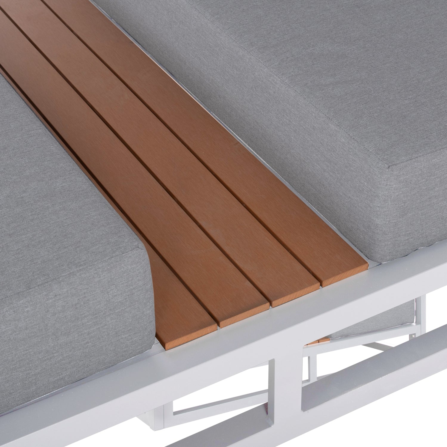 ДВОЕН АЛУМИНИЕВ ПЛАЖЕН ШЕЗЛОНГ СЪС СЕННИК CUBE ГАЛАНТНО БЯЛО 2x2x2м