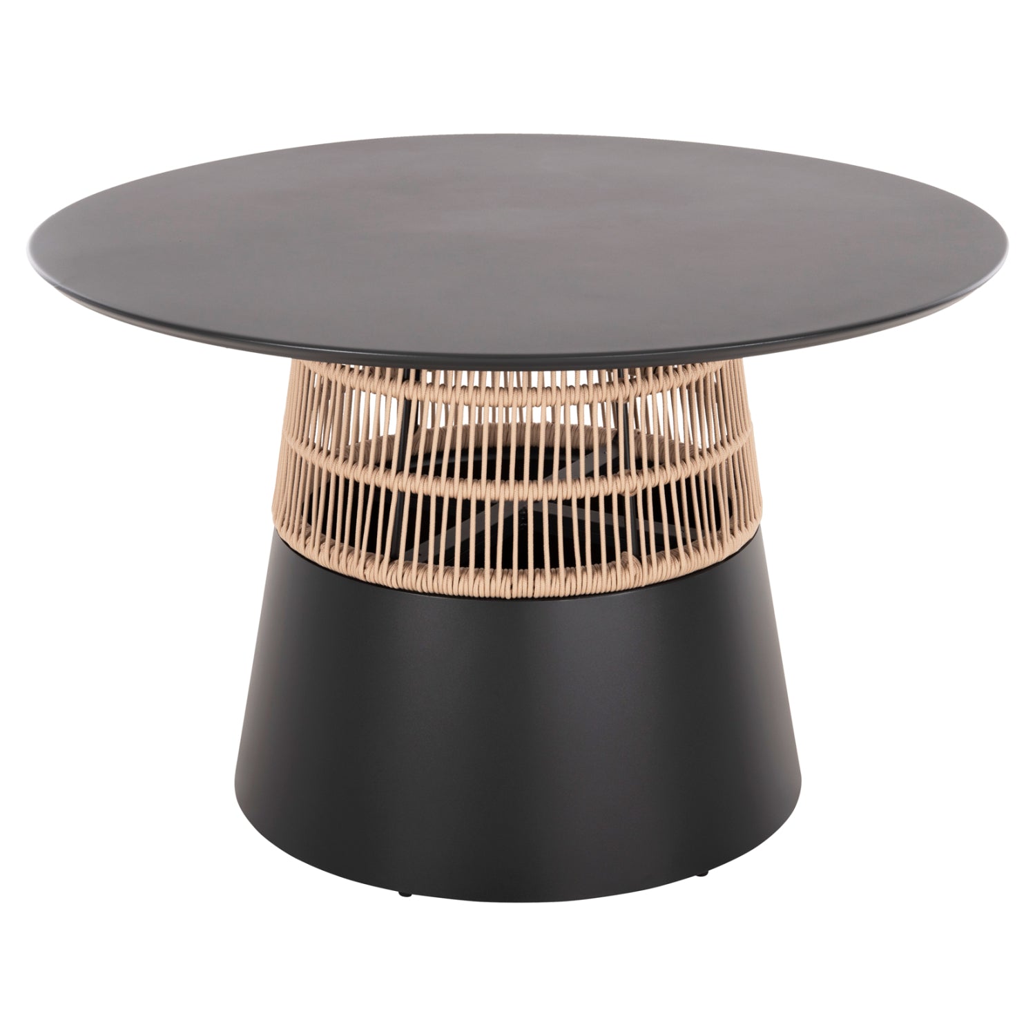 Кръгла трапезна маса SAEID антрацит алуминий,бежово въже Φ120x75см.