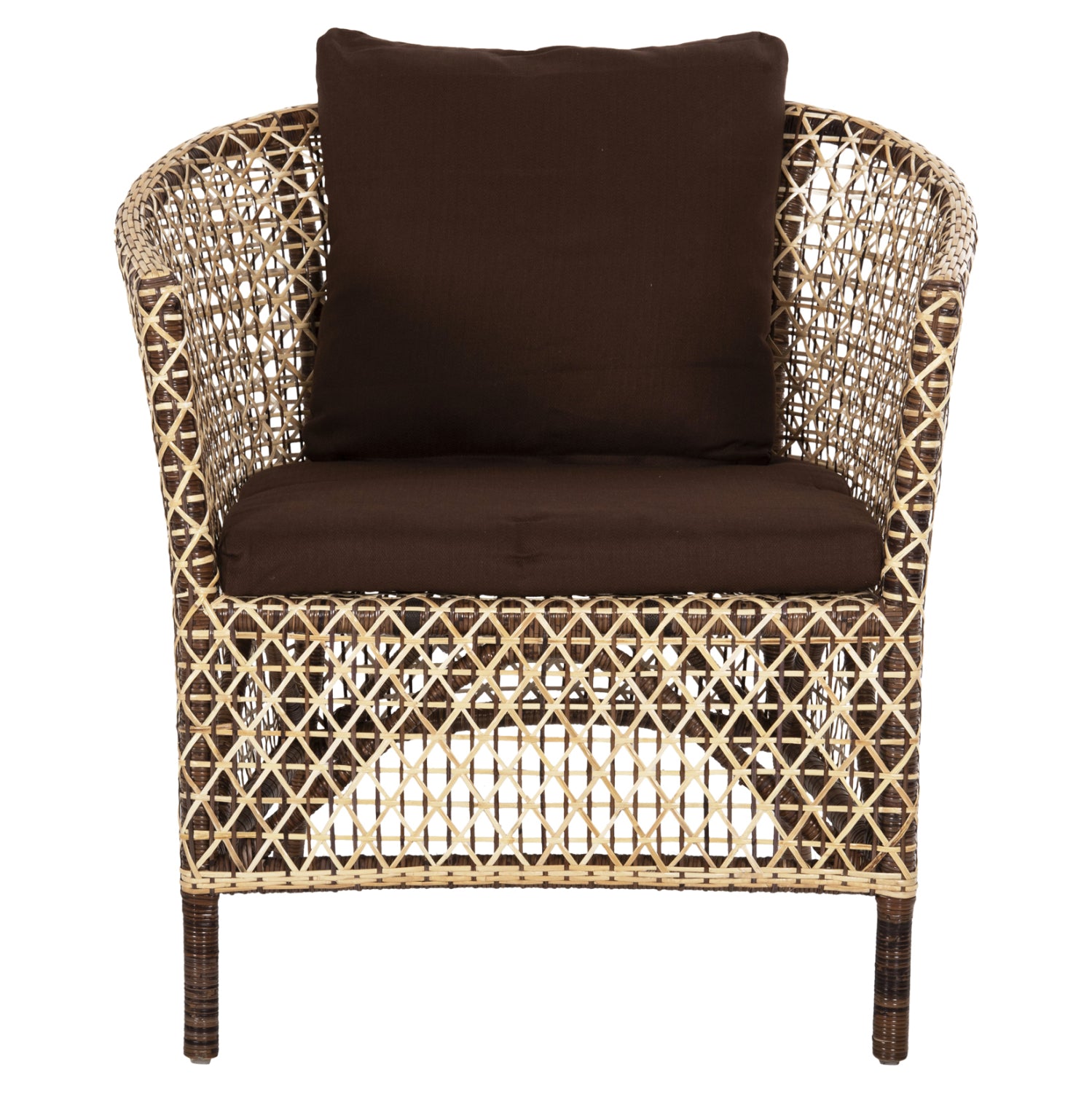 Градински фотьойл Силмар с кафяви възглавници 82x76x85см