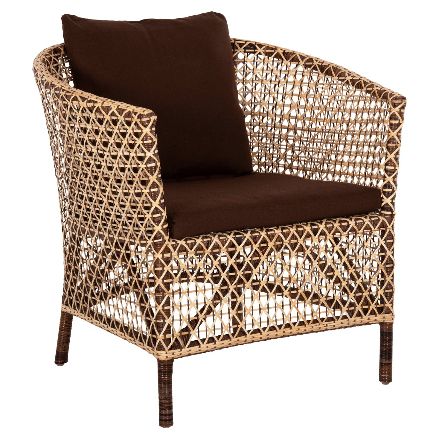 Градински фотьойл Силмар с кафяви възглавници 82x76x85см