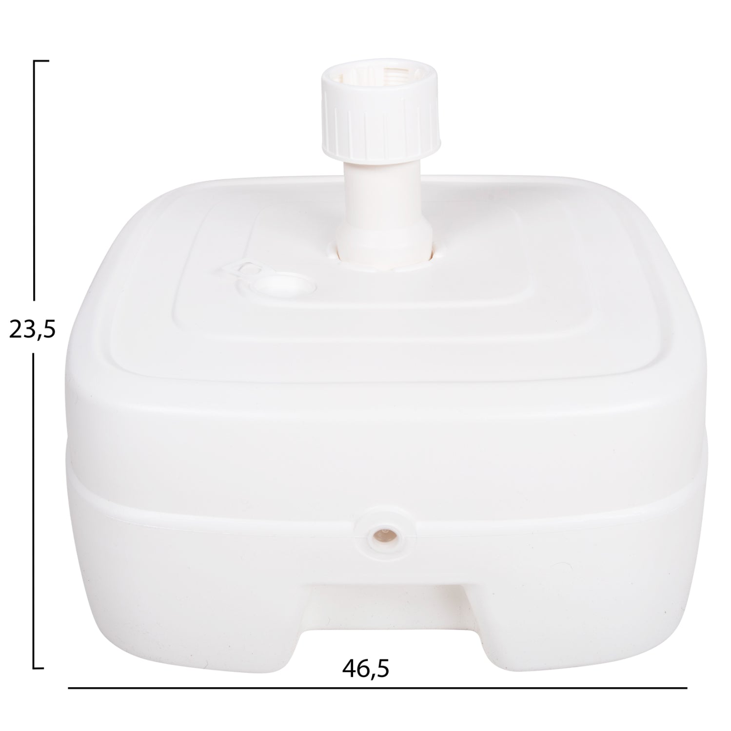 Пластмасова основа за чадър с колела / бяла - 33/50 мм стойка 46.5x23.5