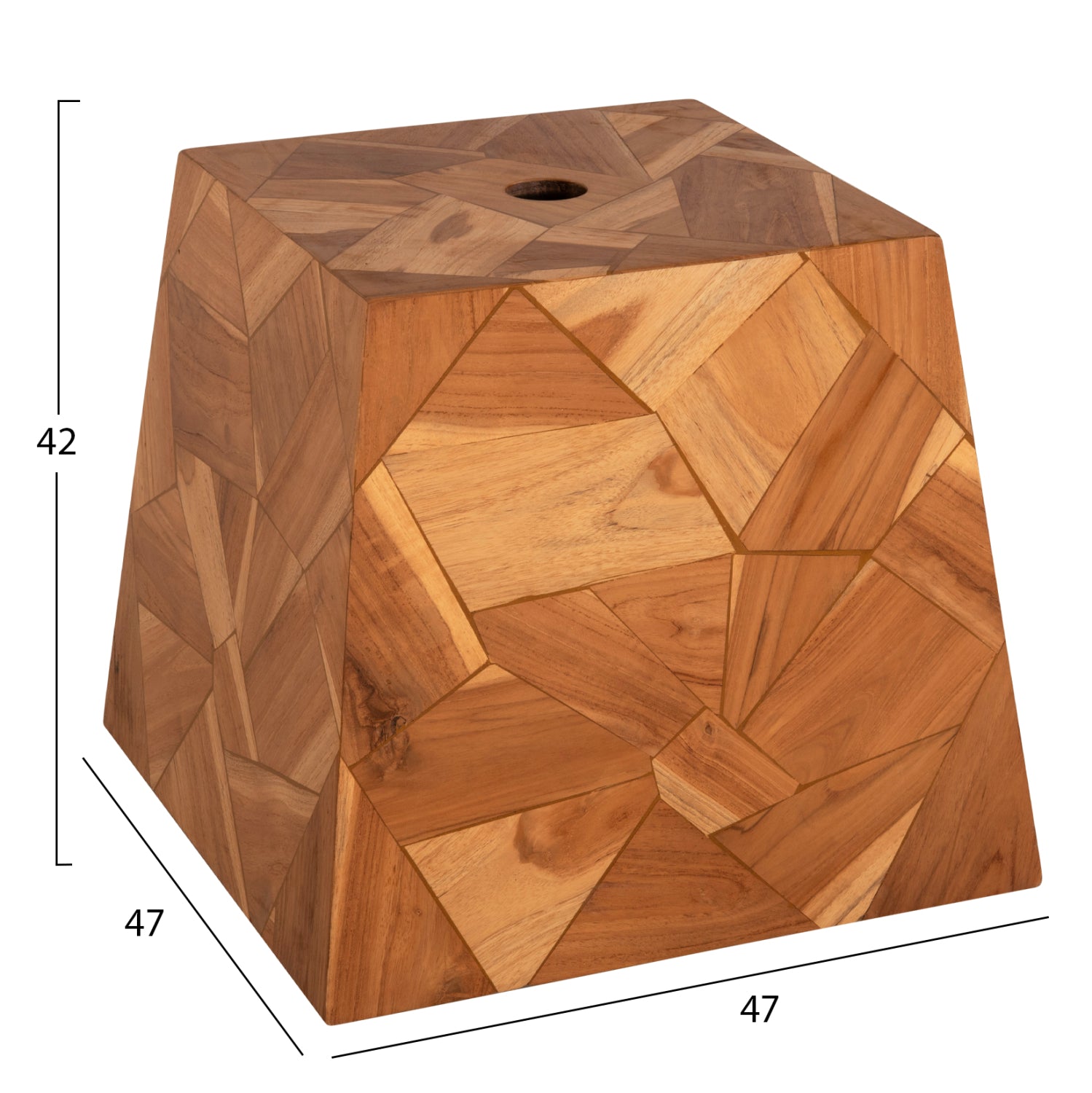 Циментова основа за чадър, външно покритие, тиково дърво, отвор φ5см - 47x47x42hсм