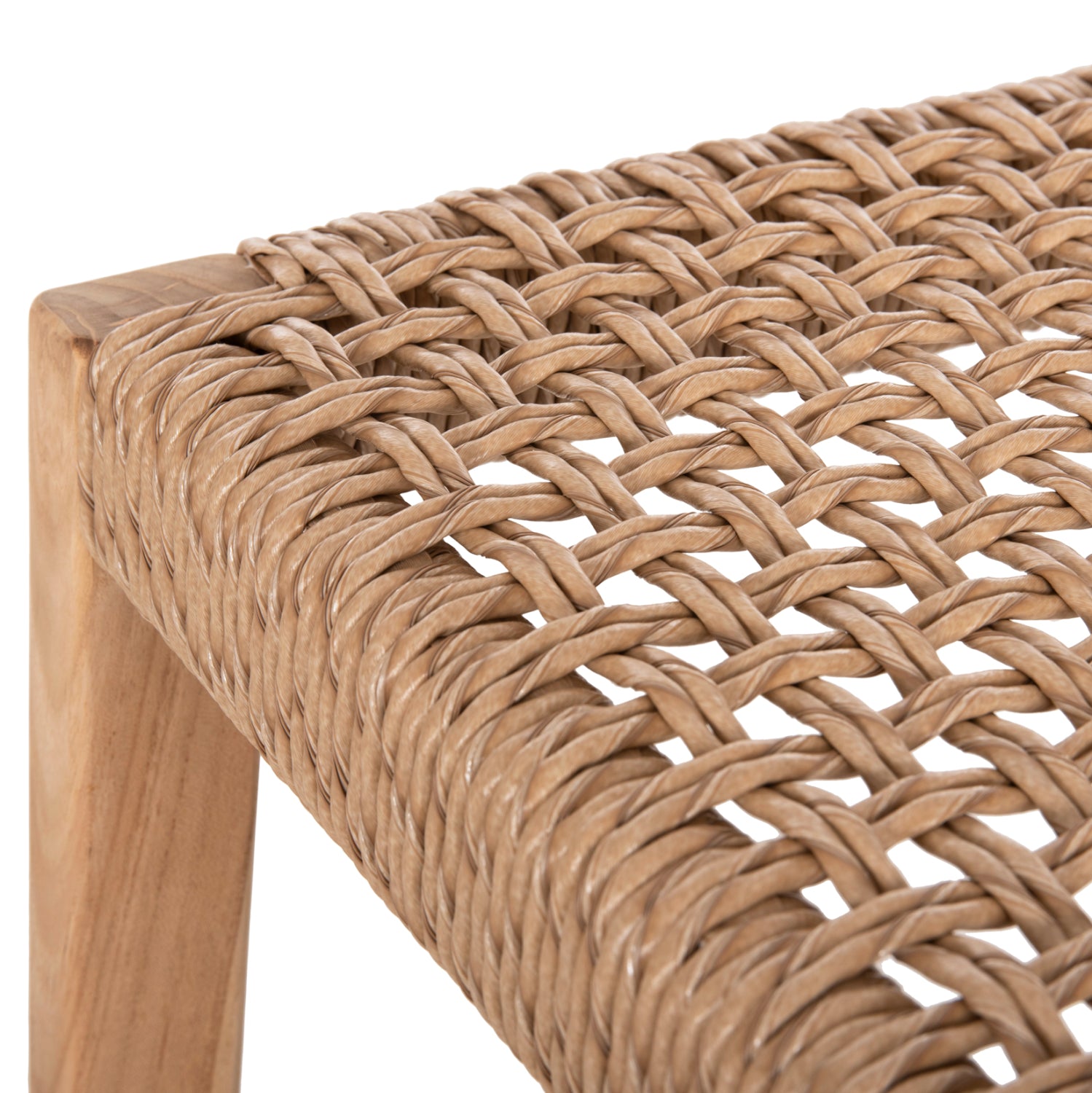 Бар стол с облегалка от тиково дърво и вискозно въже 40x45x100 см