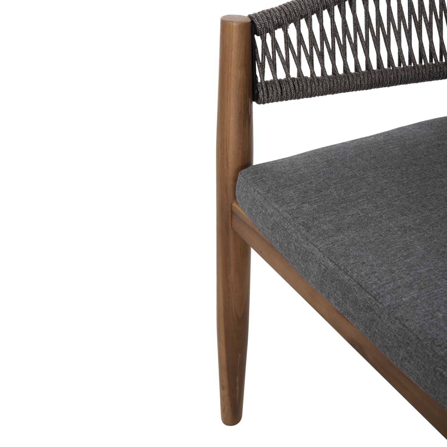 Градински стол NAVAN акациево дърво с въже в сиво 59x58x76см.