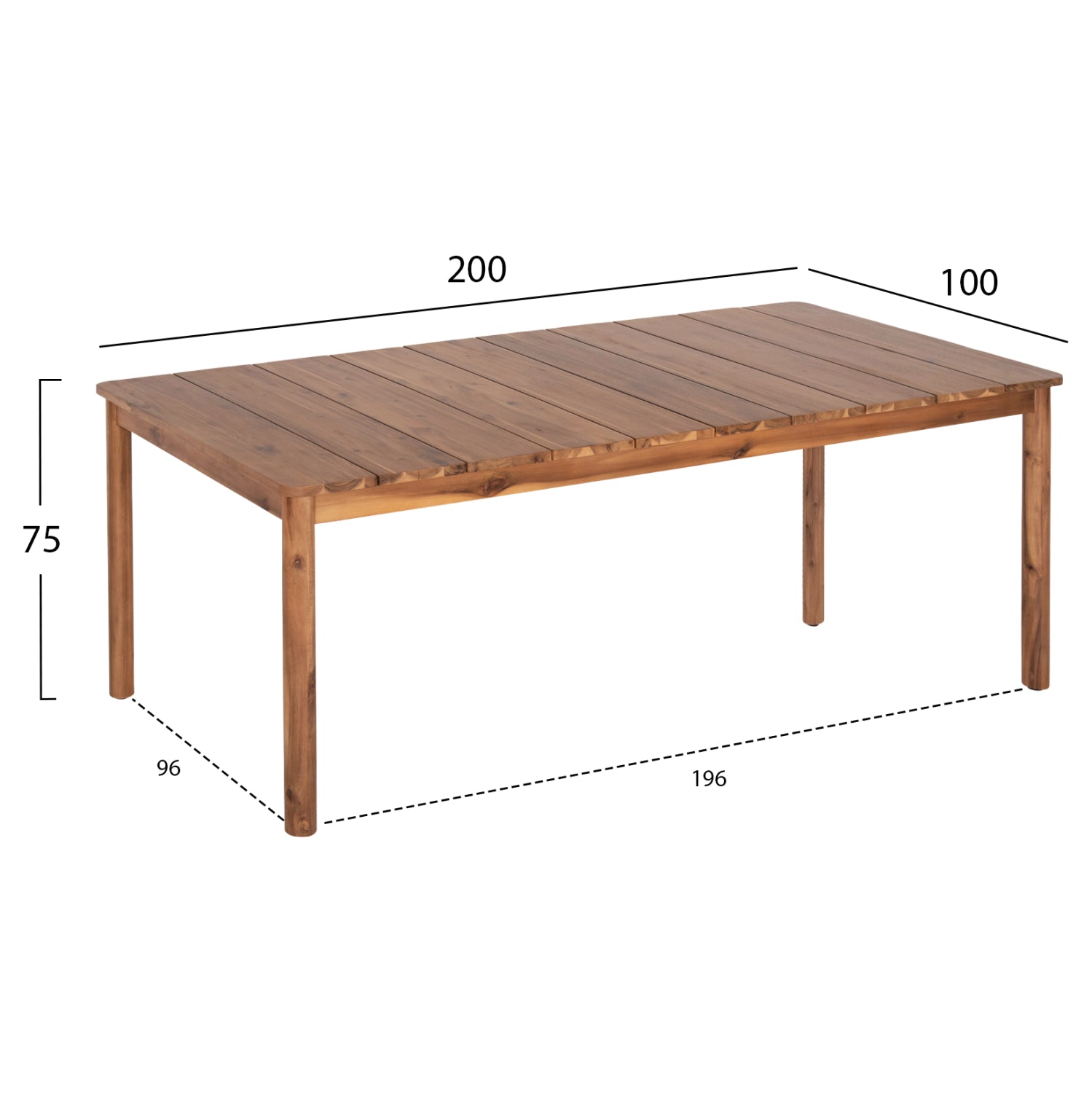 Маса NAVANT 200х100 акациево дърво -натурал 200x100x75