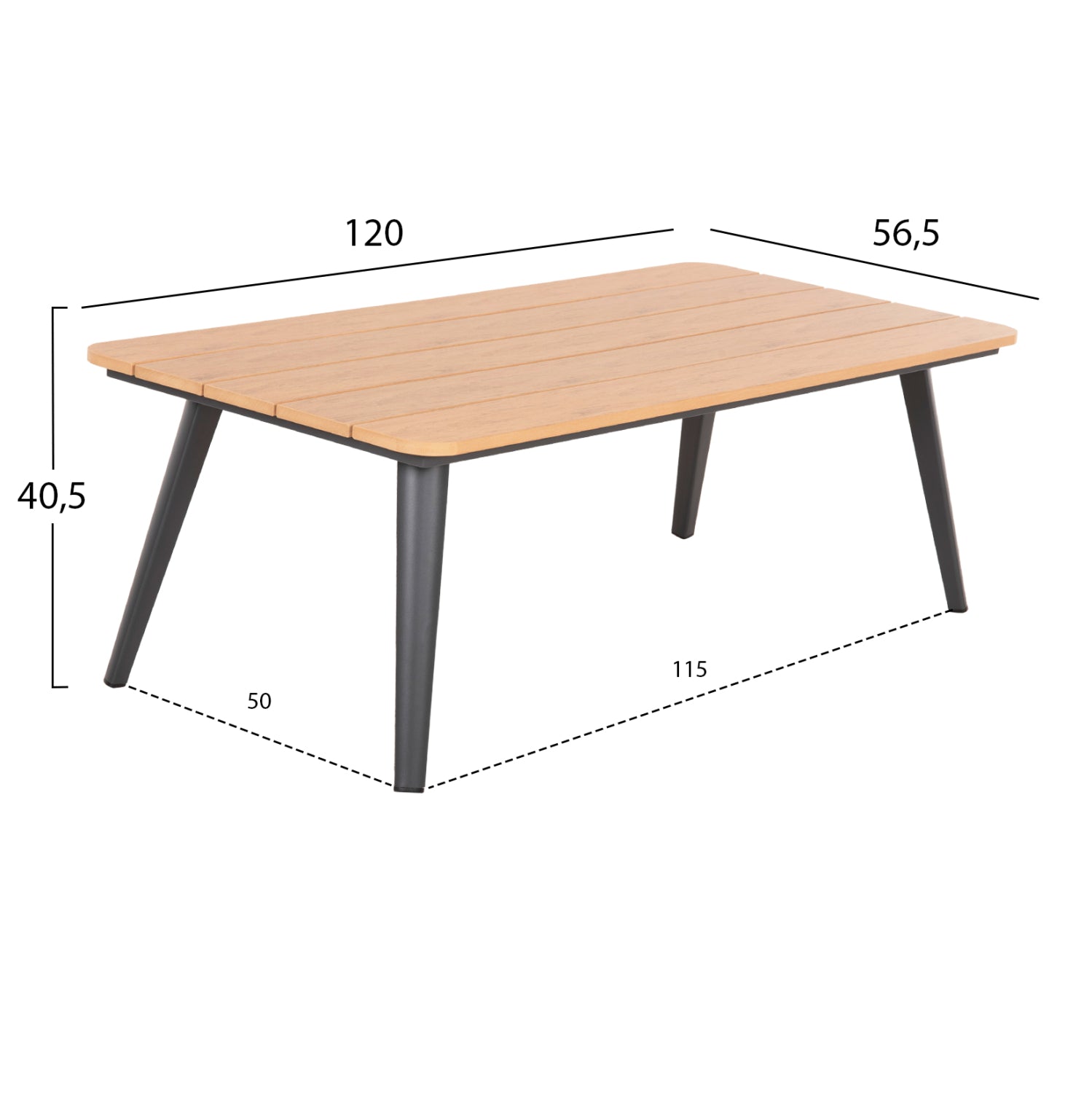 Комплект MAERLY цвят антрацит-бежов с диван 196/258см и маса 120/56.5см