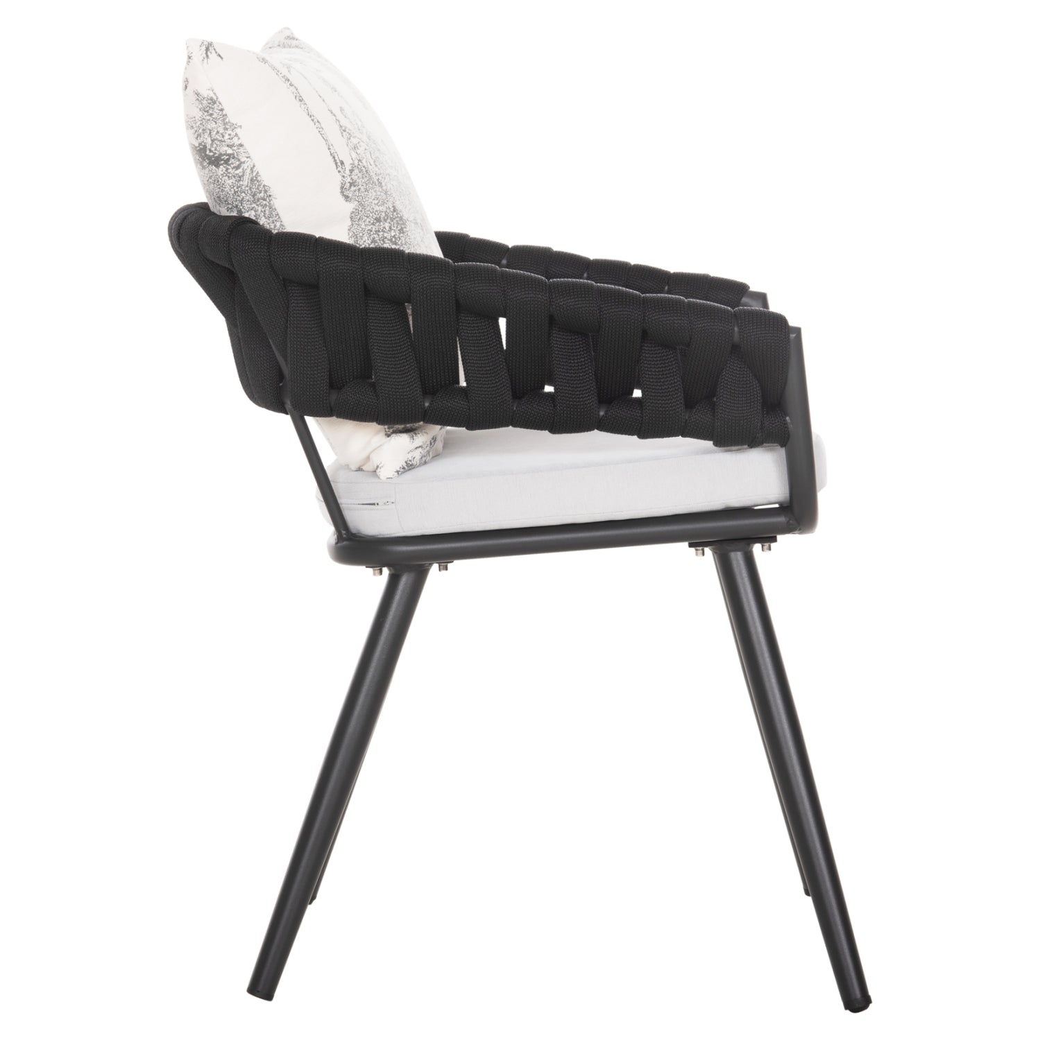 Кресло Kамдън алуминий/ цвят черен-екрю възглавница