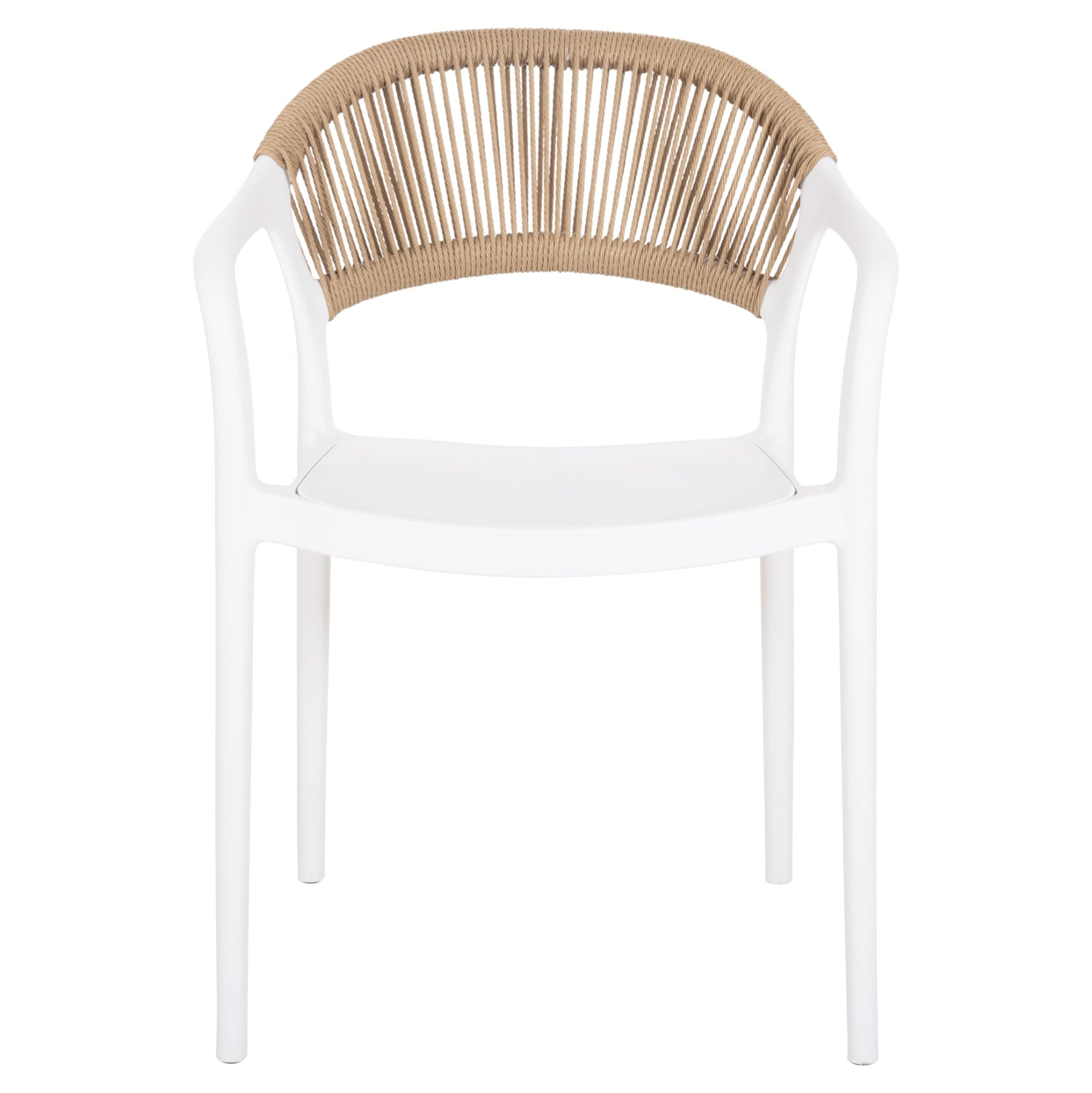 Градински стол EVA бял полипропилен с бежово въже 56.5x53x80см.