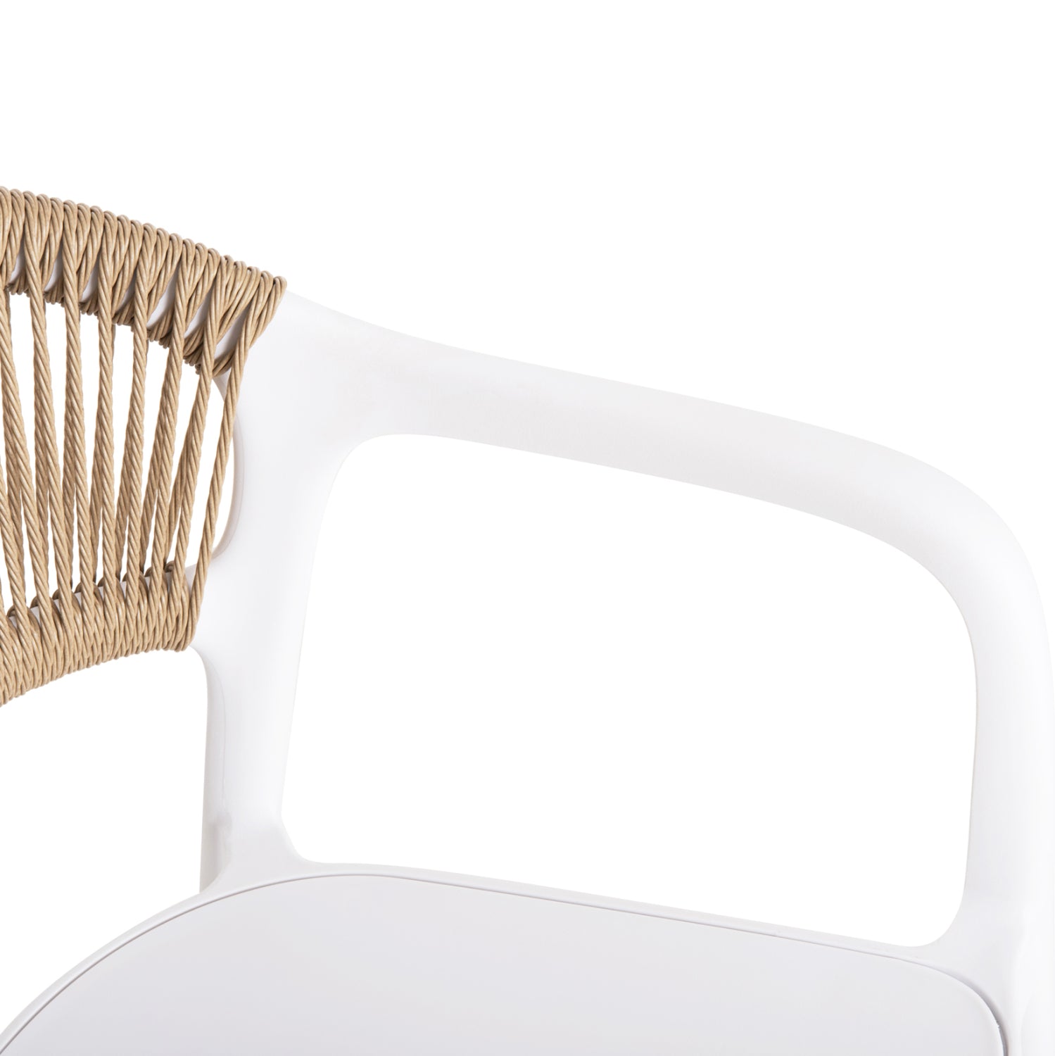 Градински стол EVA бял полипропилен с бежово въже 56.5x53x80см.