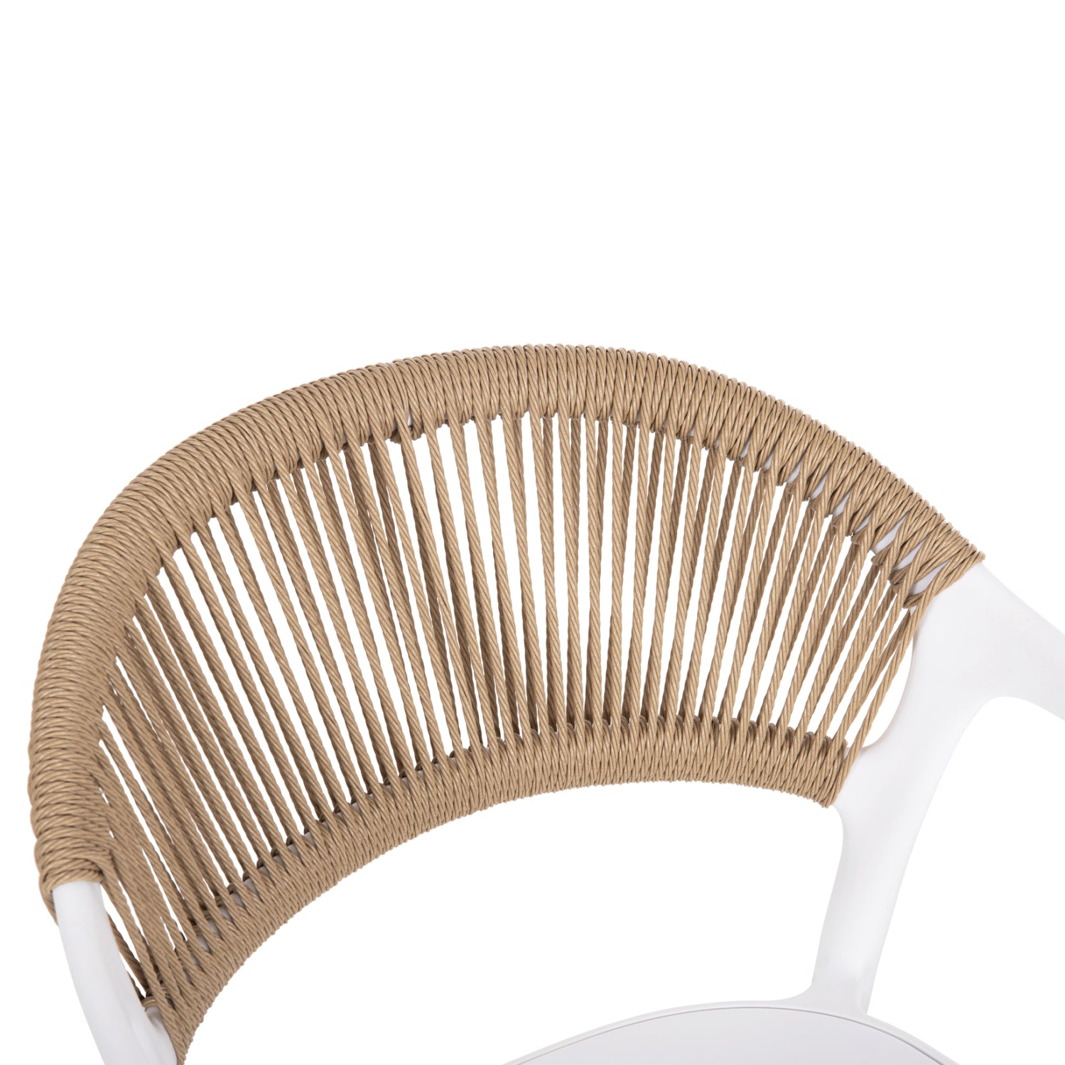 Градински стол EVA бял полипропилен с бежово въже 56.5x53x80см.