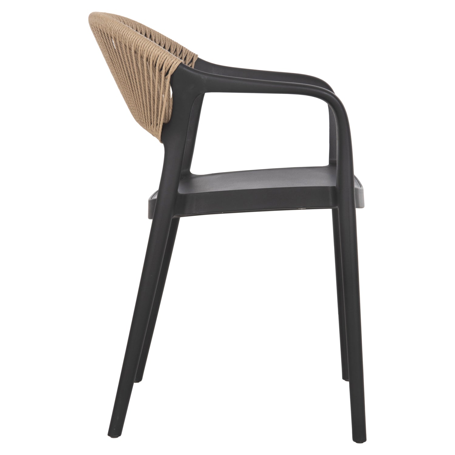 Градински стол EVA полипропилен черен с бежово въже 56.5x53x80см.