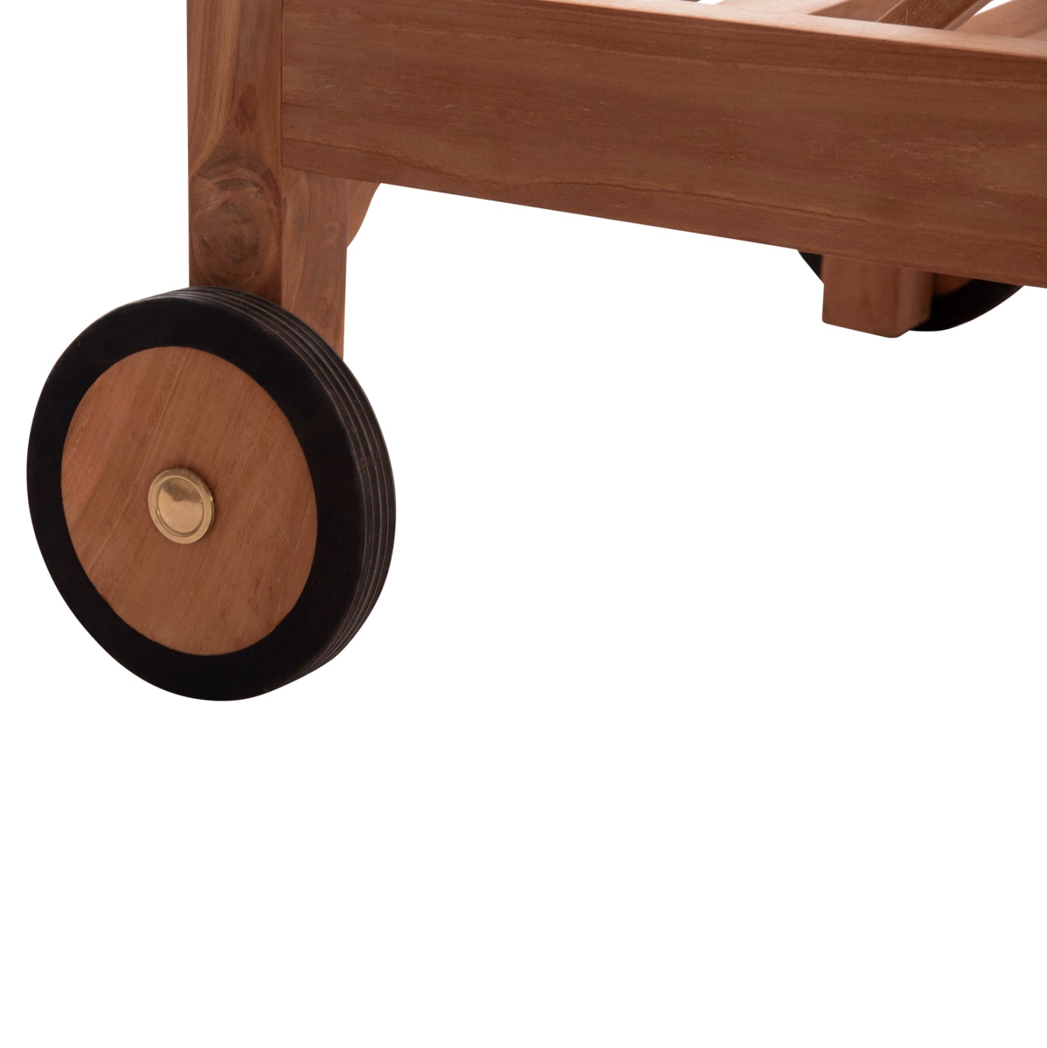 Шезлонг Стелано  с колелца, естествено тиково дърво, 200x65x31см