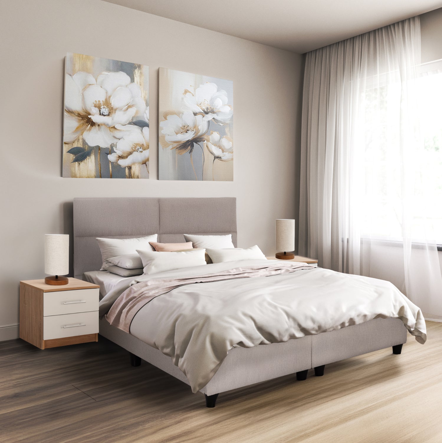 Тапицирано легло Milo бежово - за матрак 160x200см