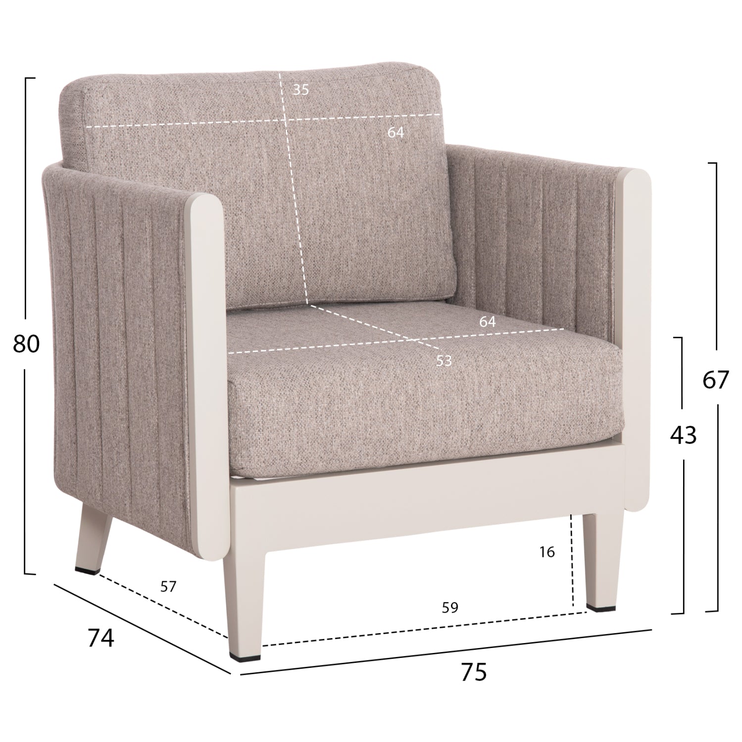 Комплект градински Лари алуминий бежов цвят с маса 125x65x40,5