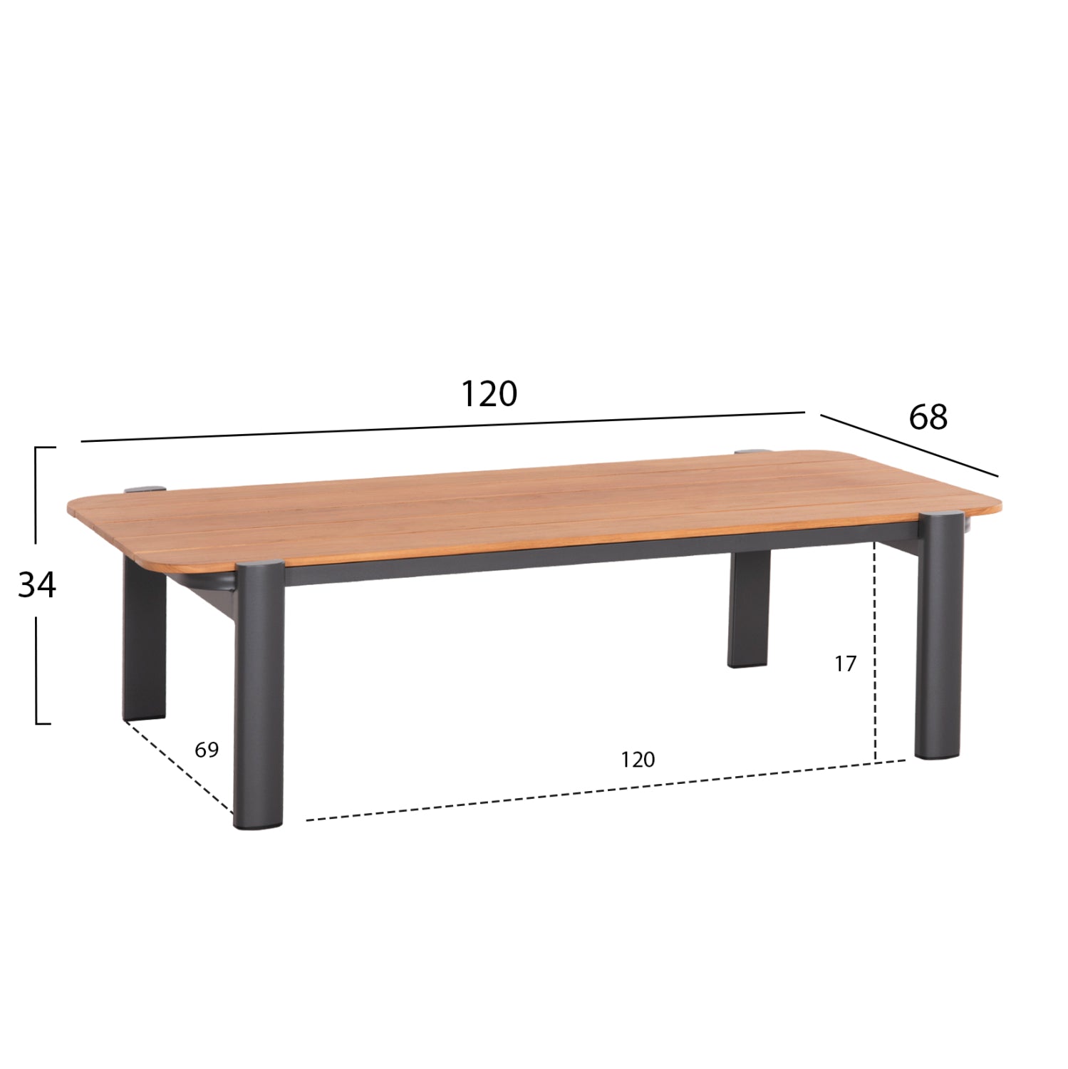 Комплект градински Лара цвят антрацит-натурал с маса 120x60-69x34
