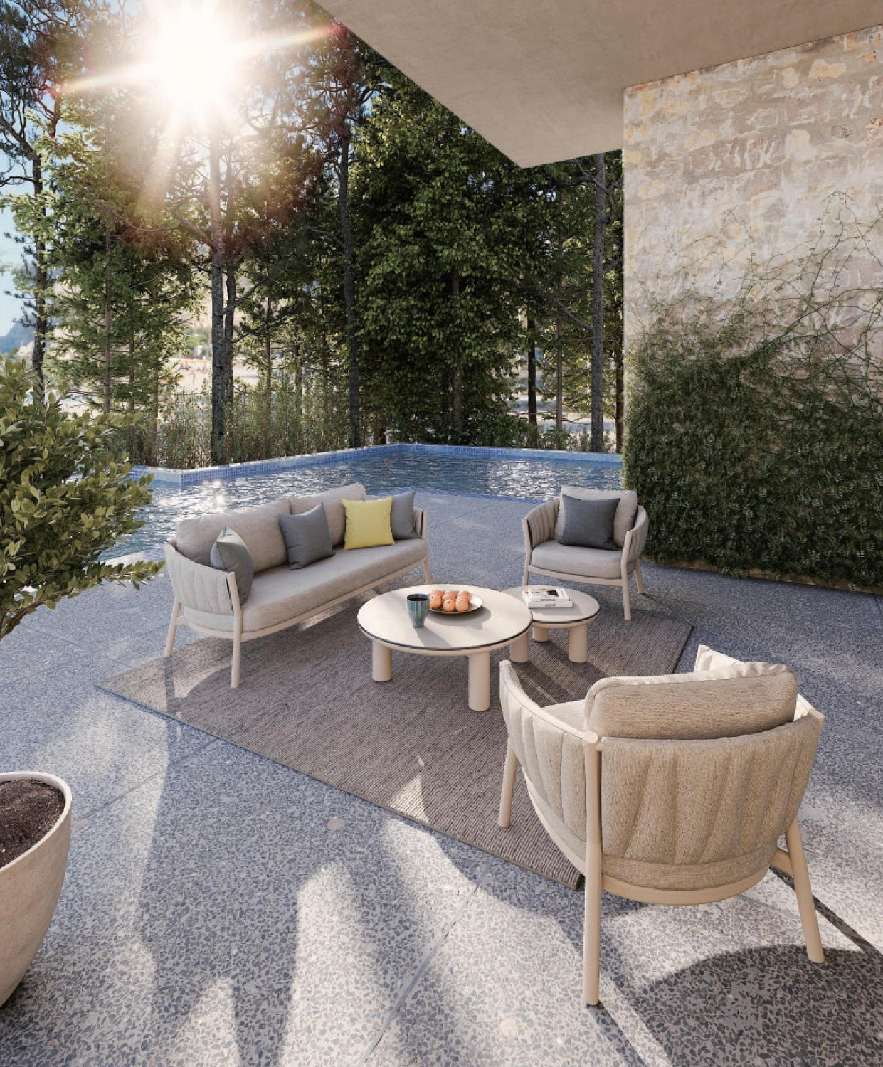 Комплект градински Шанк алуминиев /кремав цвят