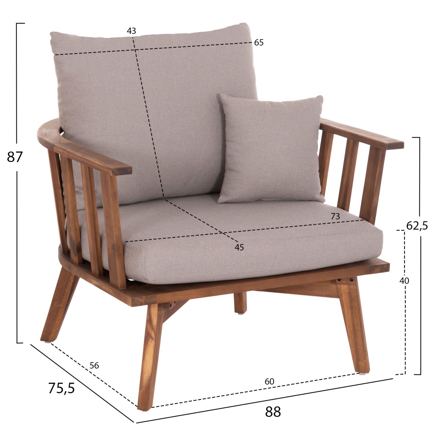 Градински комплект HARRA акациево дърво с маса 200x75.5x87 естествен-сив цвят 4 бр