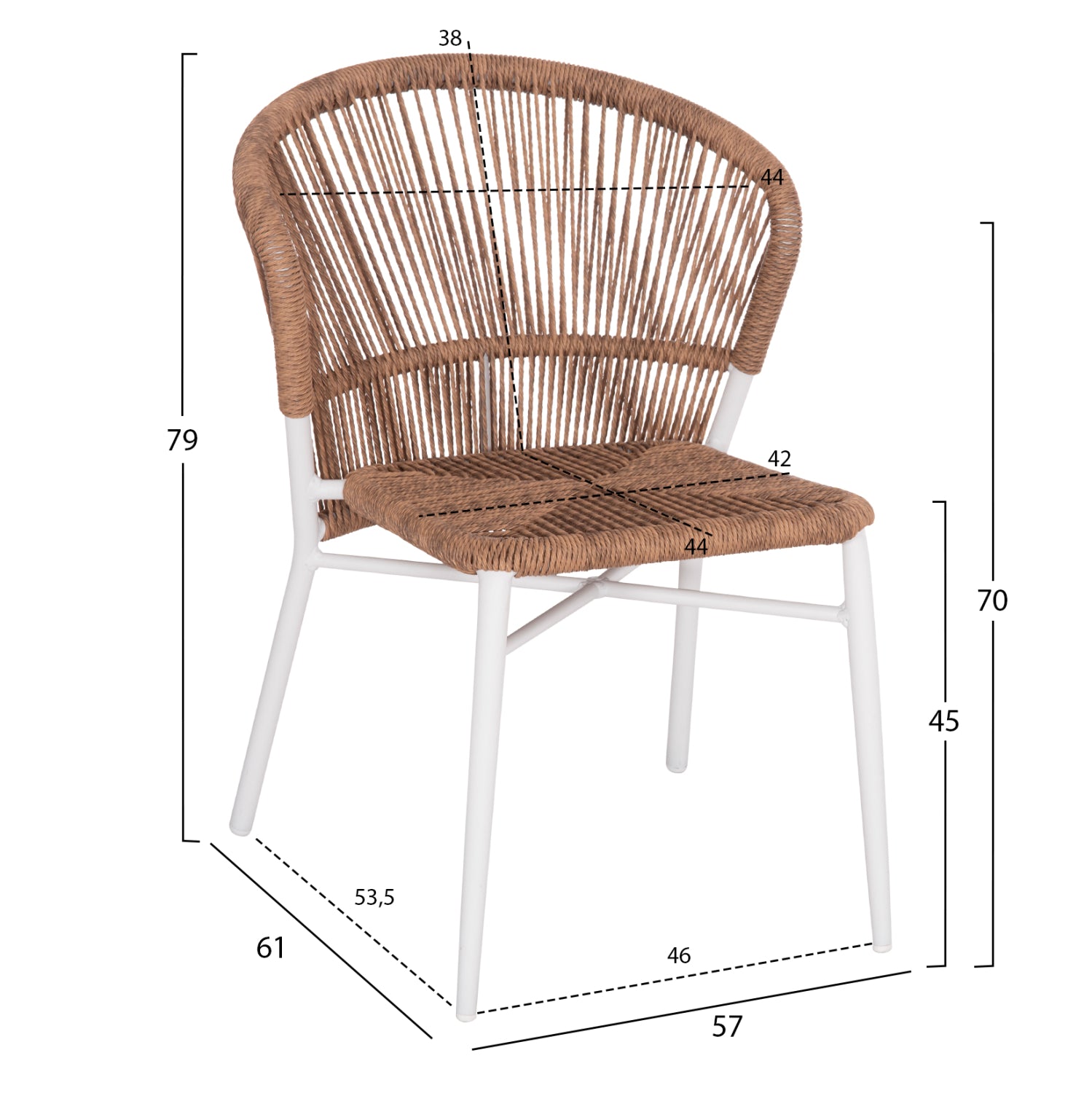Стол LYNN цвят бял-натурал 57x61x79