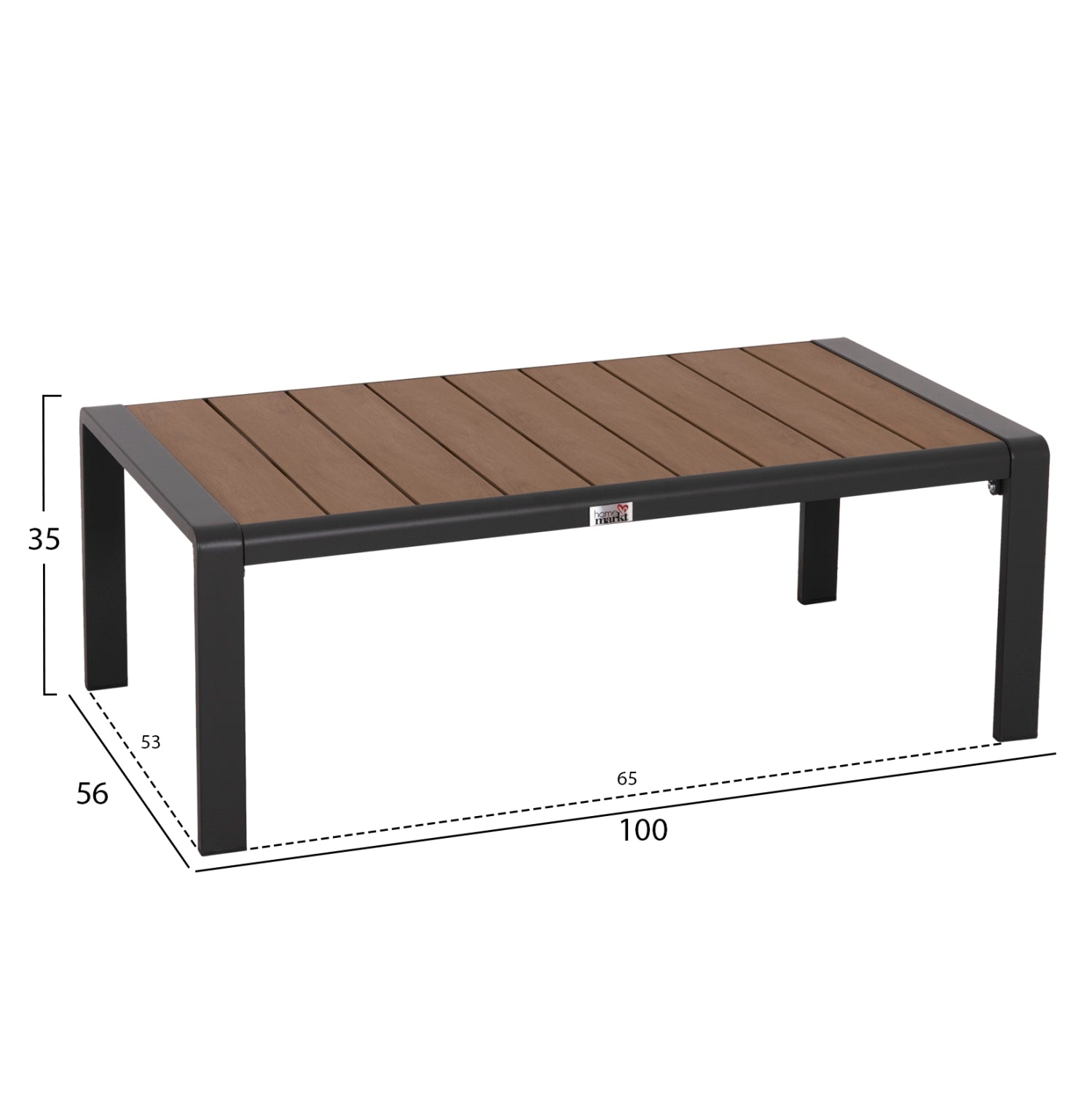 Комплект градински от 4 части Safin алуминий и олефин, тъмно сив - полиуърд с маса 56x100x35