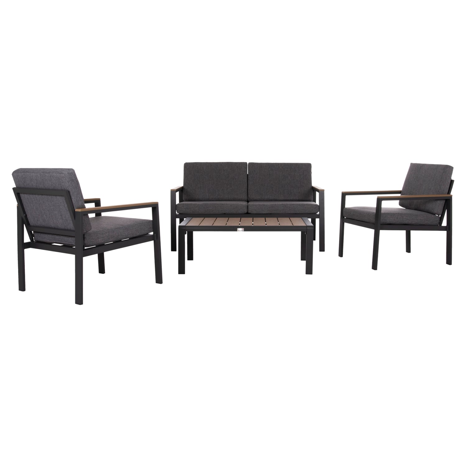 Комплект градински от 4 части Safin алуминий и олефин, тъмно сив - полиуърд с маса 56x100x35