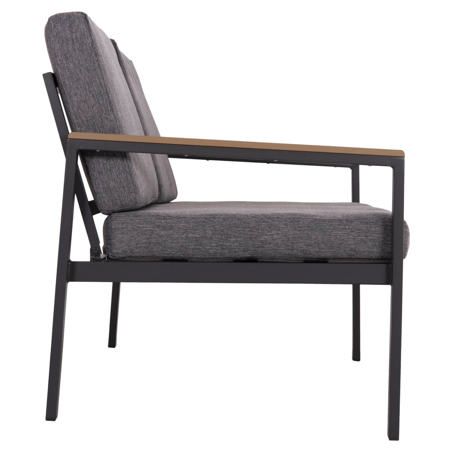 Двумесен диван safin от алуминий и възглавници в цвят въглище 140x70x77см