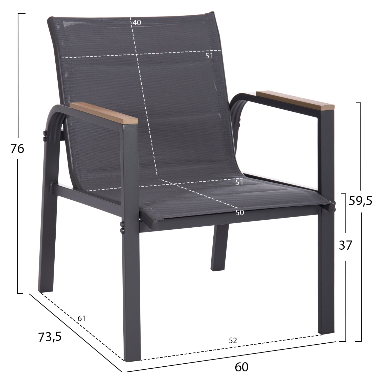 Външен комплект 4бр. Жулиет сив алуминий-текстил--закалено стъкло с маса Φ60x36.5