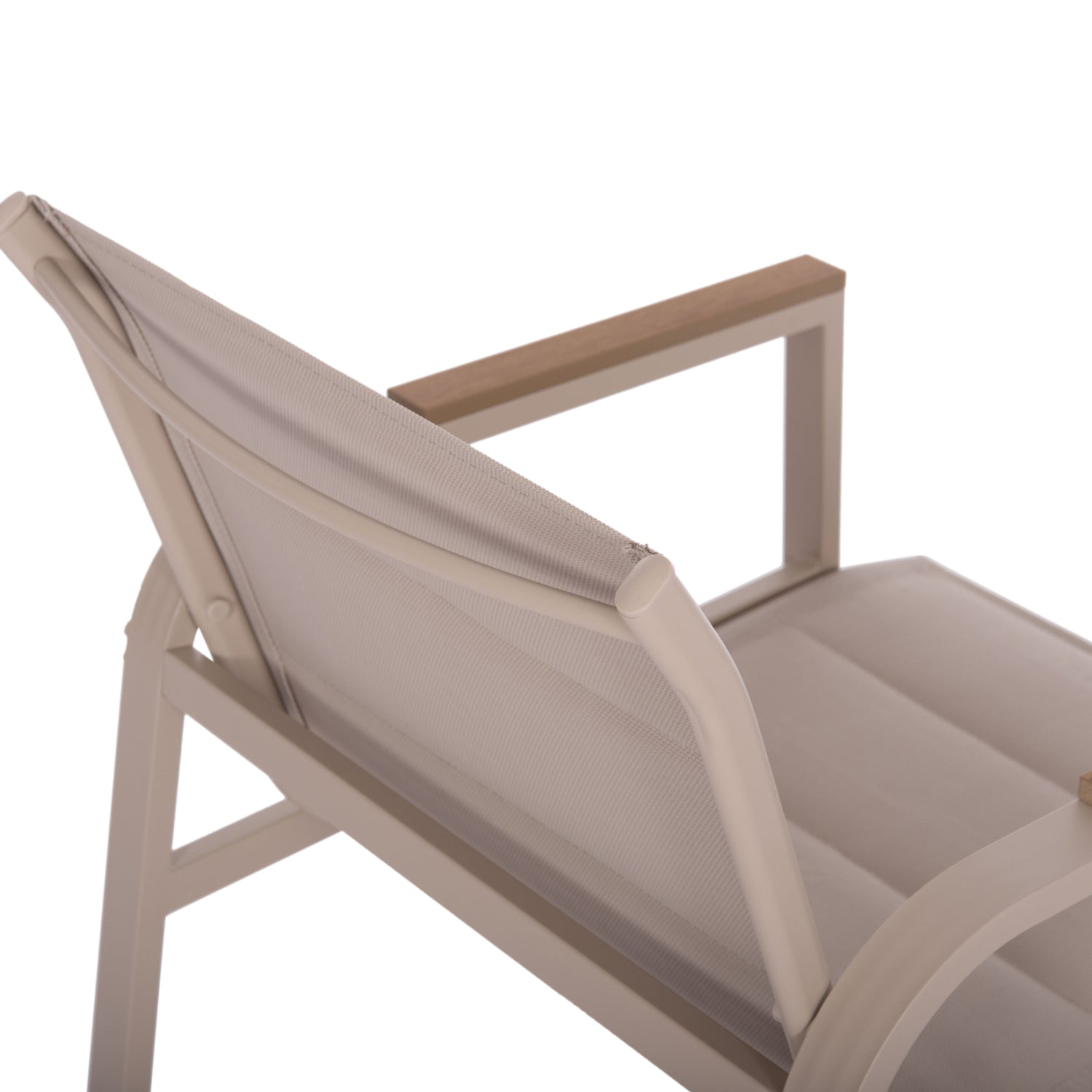 Холна гарнитура 4бр Жулиет капучино алуминий-текстил-закалено стъкло с маса Φ60x36.5