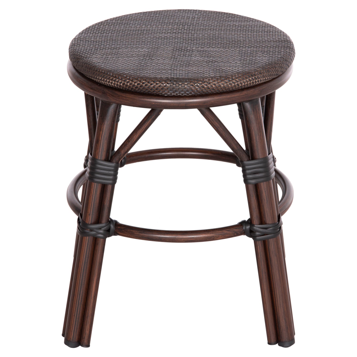 Алуминиева табуретка Сhino с бамбуков вид, кафяв текстил φ36x46hcm