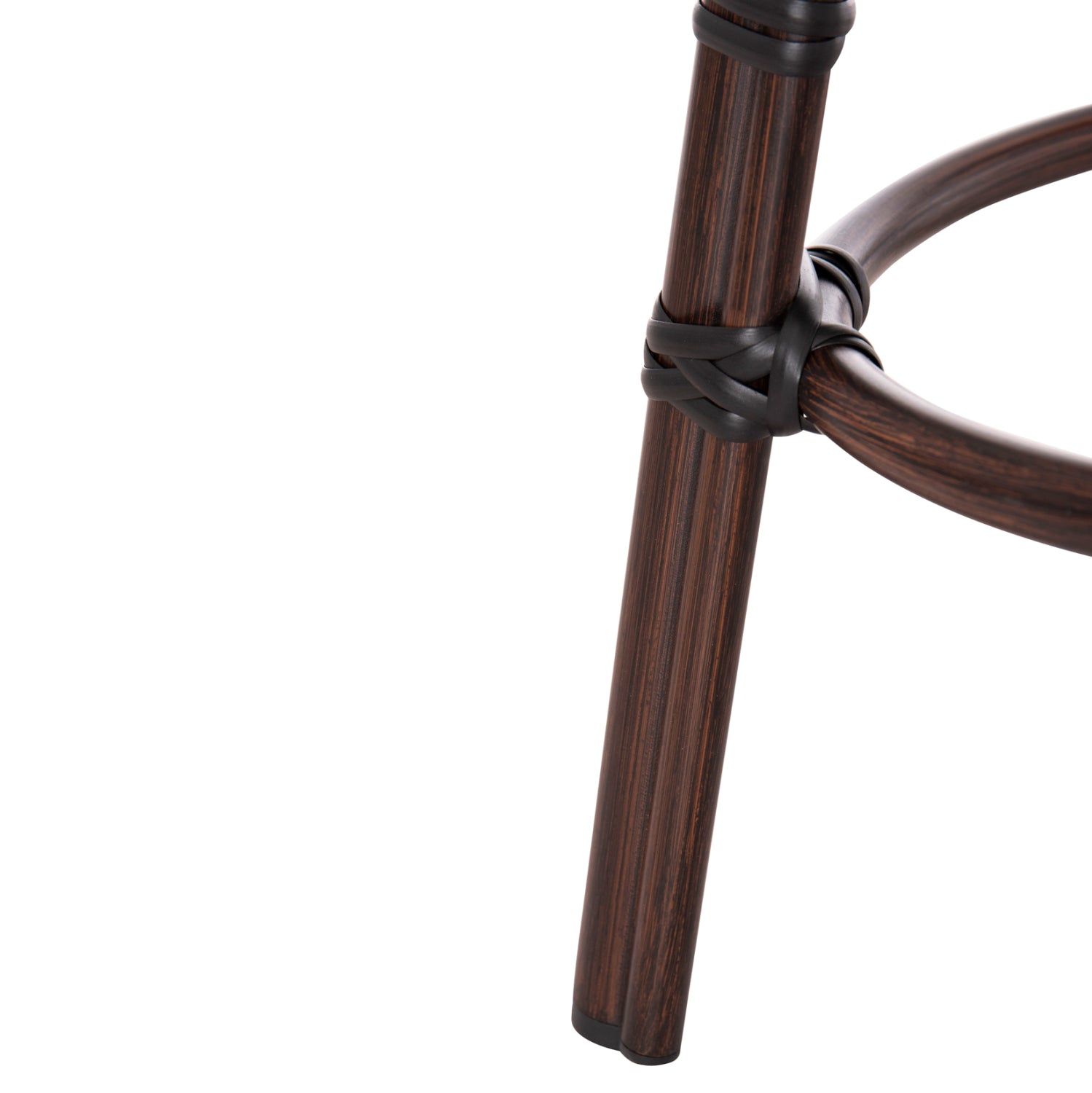 Алуминиева табуретка Сhino с бамбуков вид, кафяв текстил φ36x46hcm