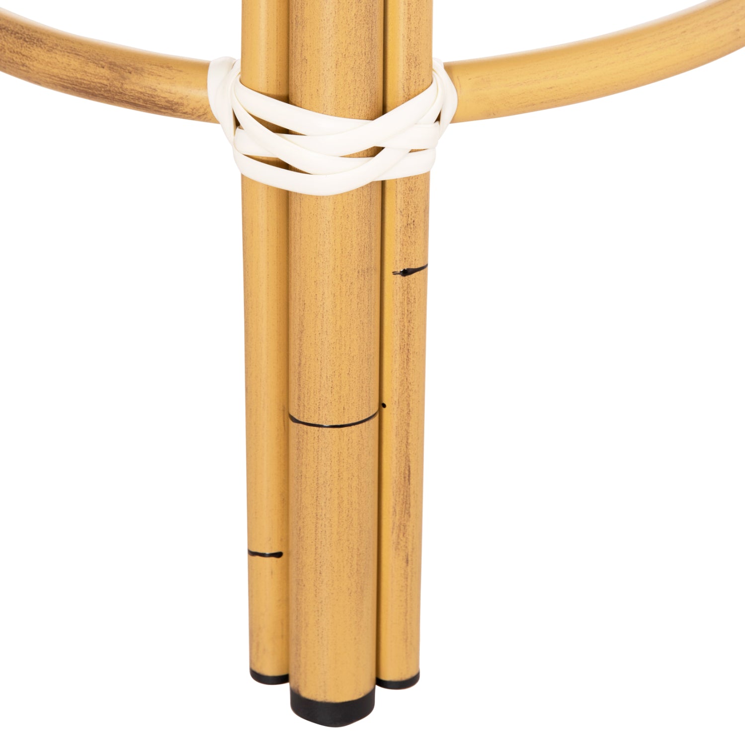 Алуминиева табуретка Сhino с бамбуков вид - текстил, бяло-черно, φ36x46hcm