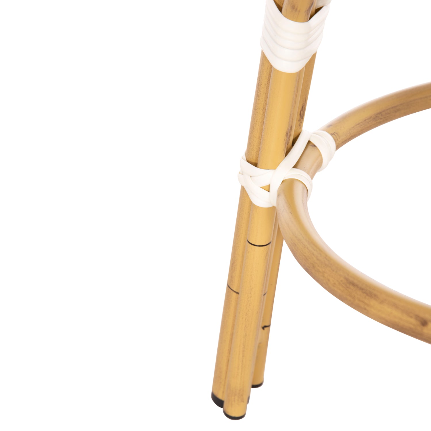 Алуминиева табуретка Сhino с бамбуков вид - текстил, бяло-черно, φ36x46hcm