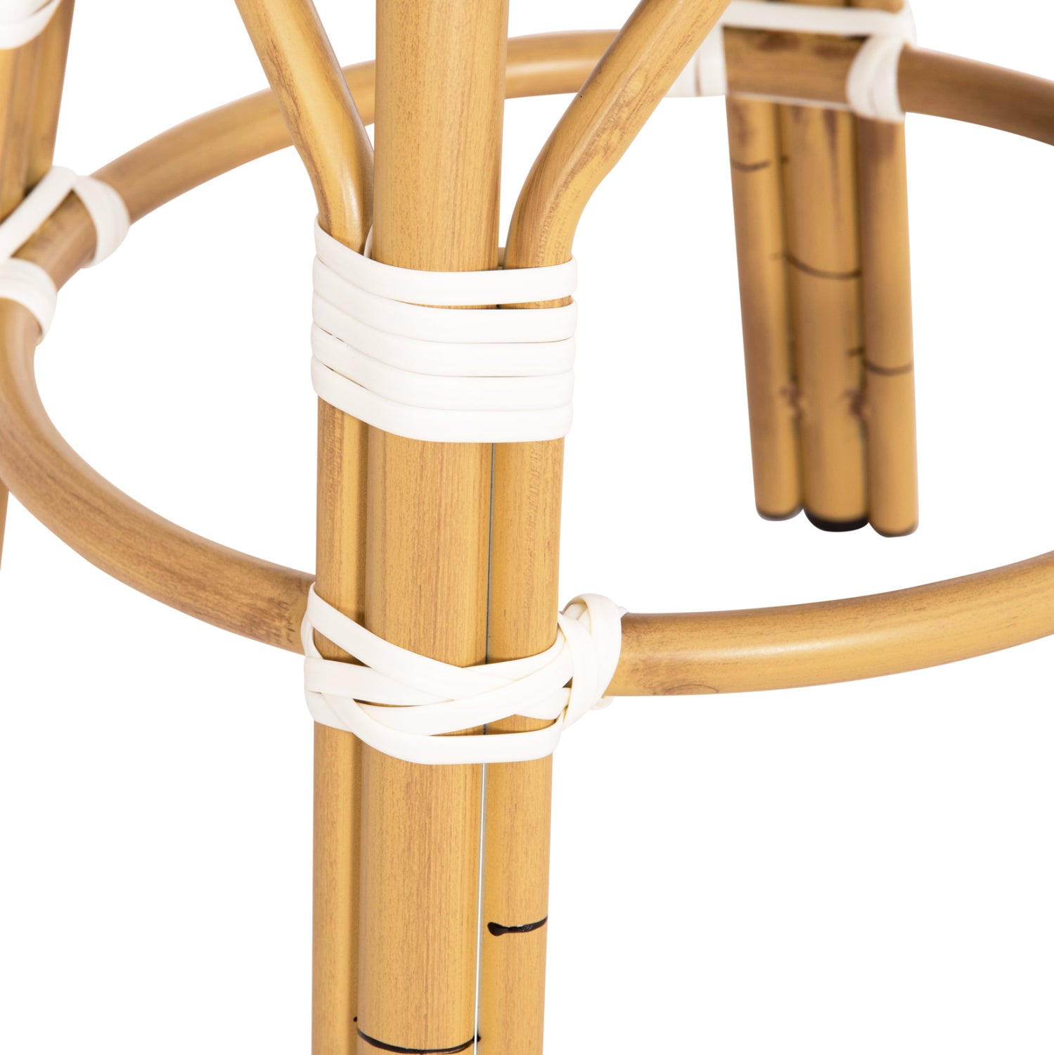 Алуминиева табуретка Сhino с бамбуков вид и текстил, бяло-син цвят φ36x46hcm