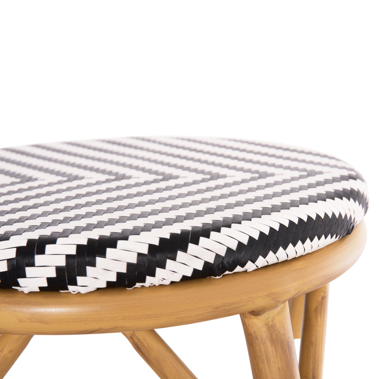 Алуминиев бар стол CHINO с бамбуков вид и текстил черен 43x43x65см