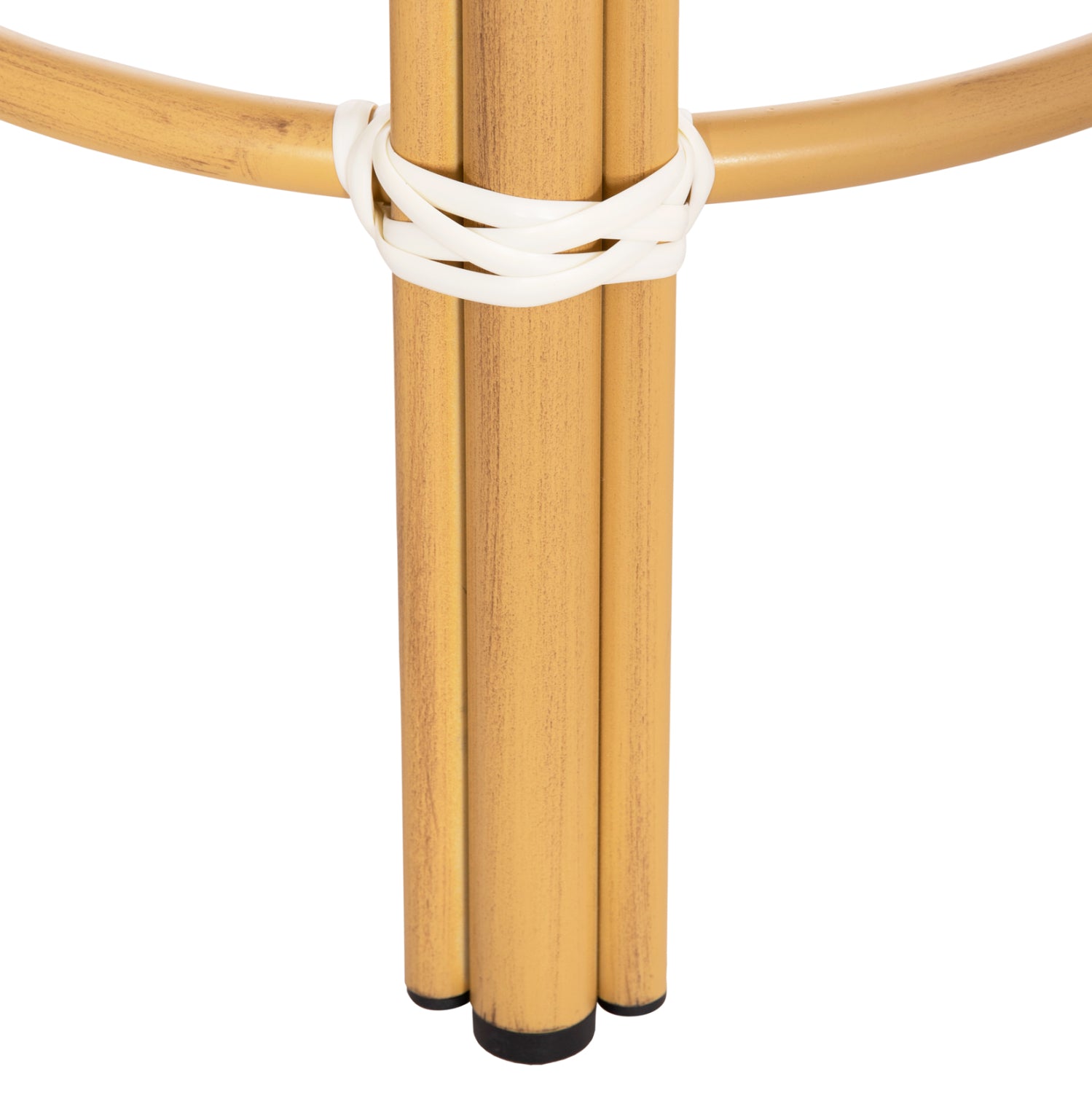 Алуминиев бар стол CHINO с бамбуков вид и текстил син 43x43x65см