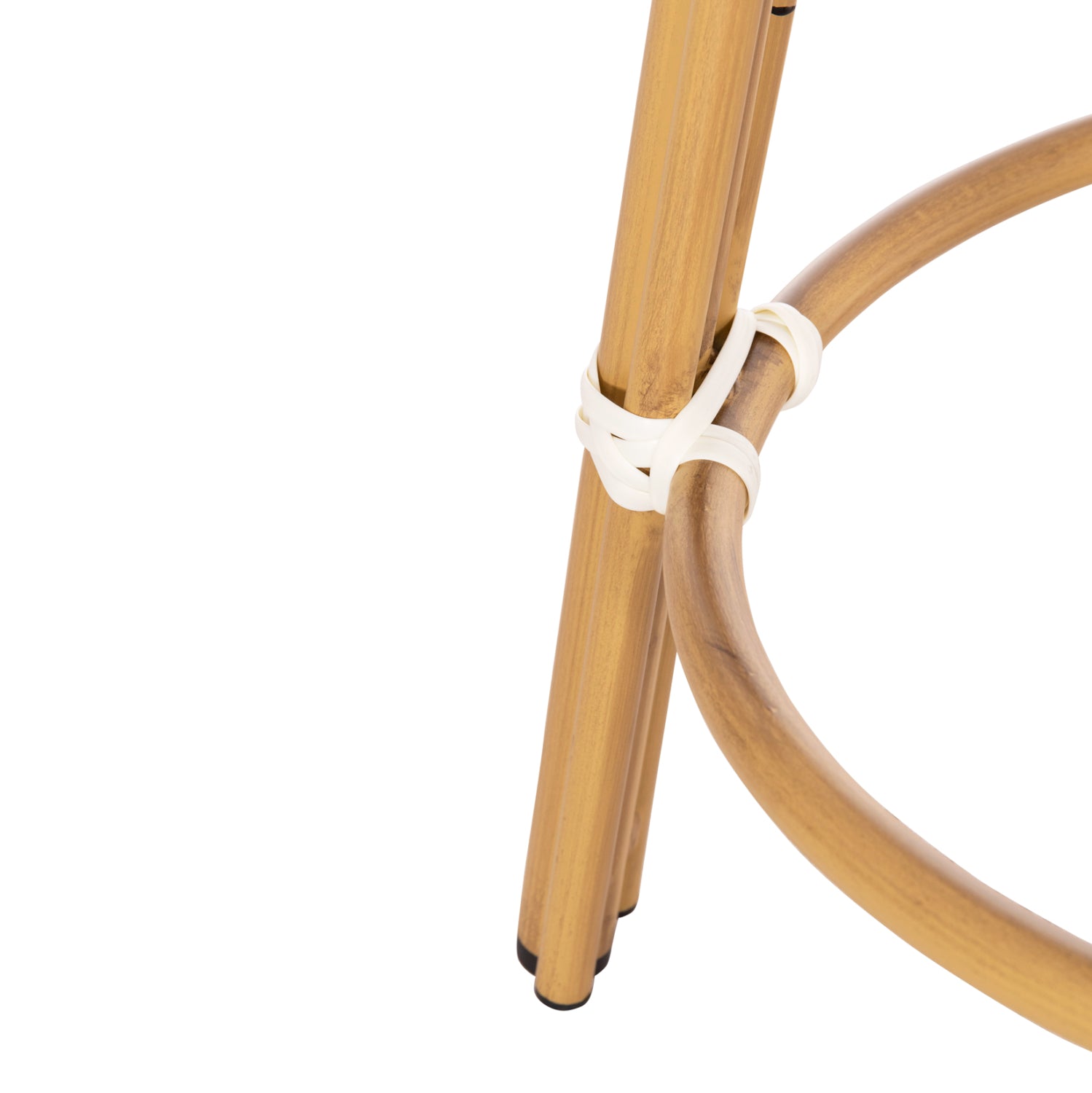 Алуминиев бар стол CHINO с бамбуков вид и текстил син 43x43x65см