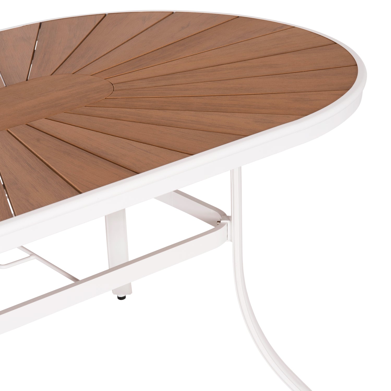 Градинска маса Telamo, бяла, алуминиева и полидървесен плот, 160x90x73.5 см