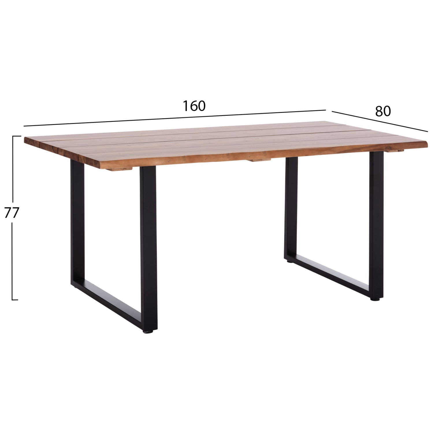 Трапезна маса FRIGGO акациево дърво--метални крака 160x80x77см.