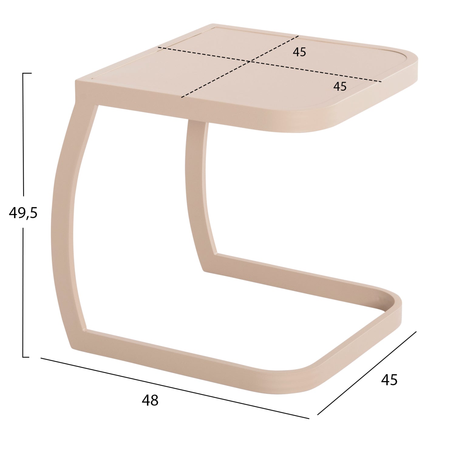 Странична маса RICKON цвят шампанско 45x48x49.5см