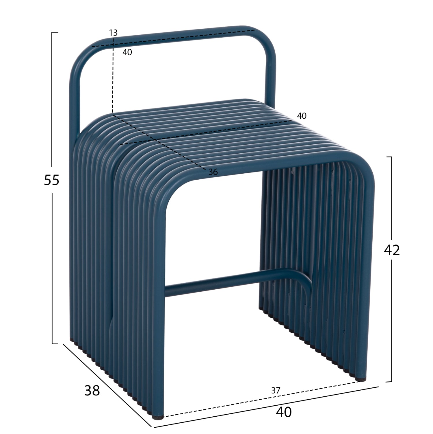 Табуретка INTREPID алуминий син цвят 40x38x55см