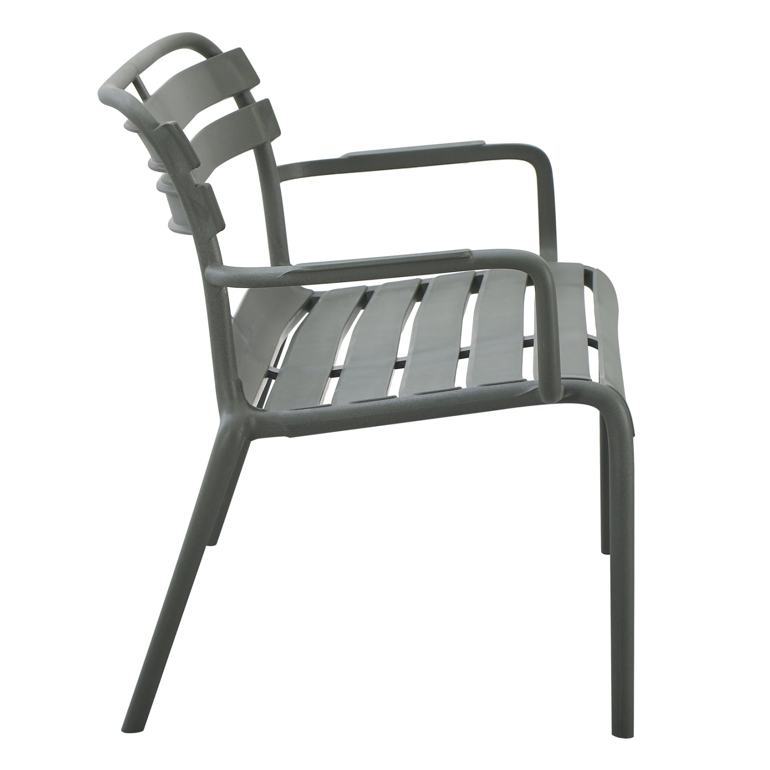 Двуместна полипропиленова пейка Кorver, тъмно маслиново зелена, 113x65x76см