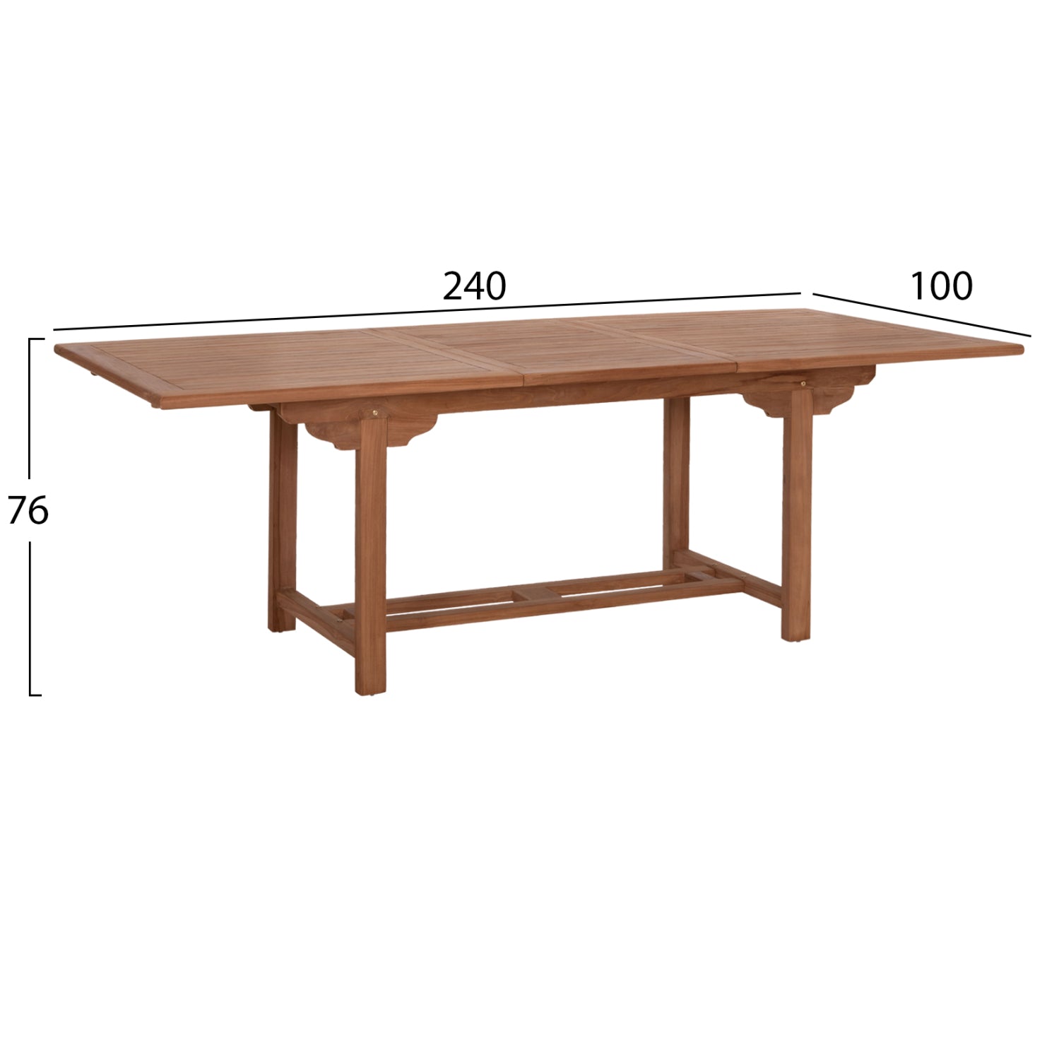 Разтегателна маса CRANDER натурално тиково дърво 180-240x100x76см