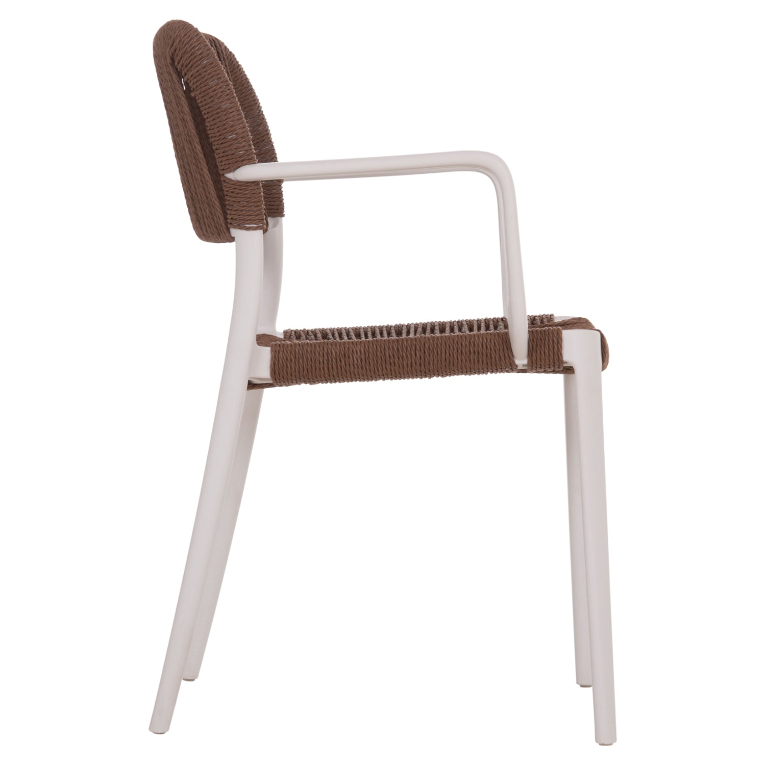 Градински стол strider, бял полипропилен - кафяво с въже, 57x53x80см.