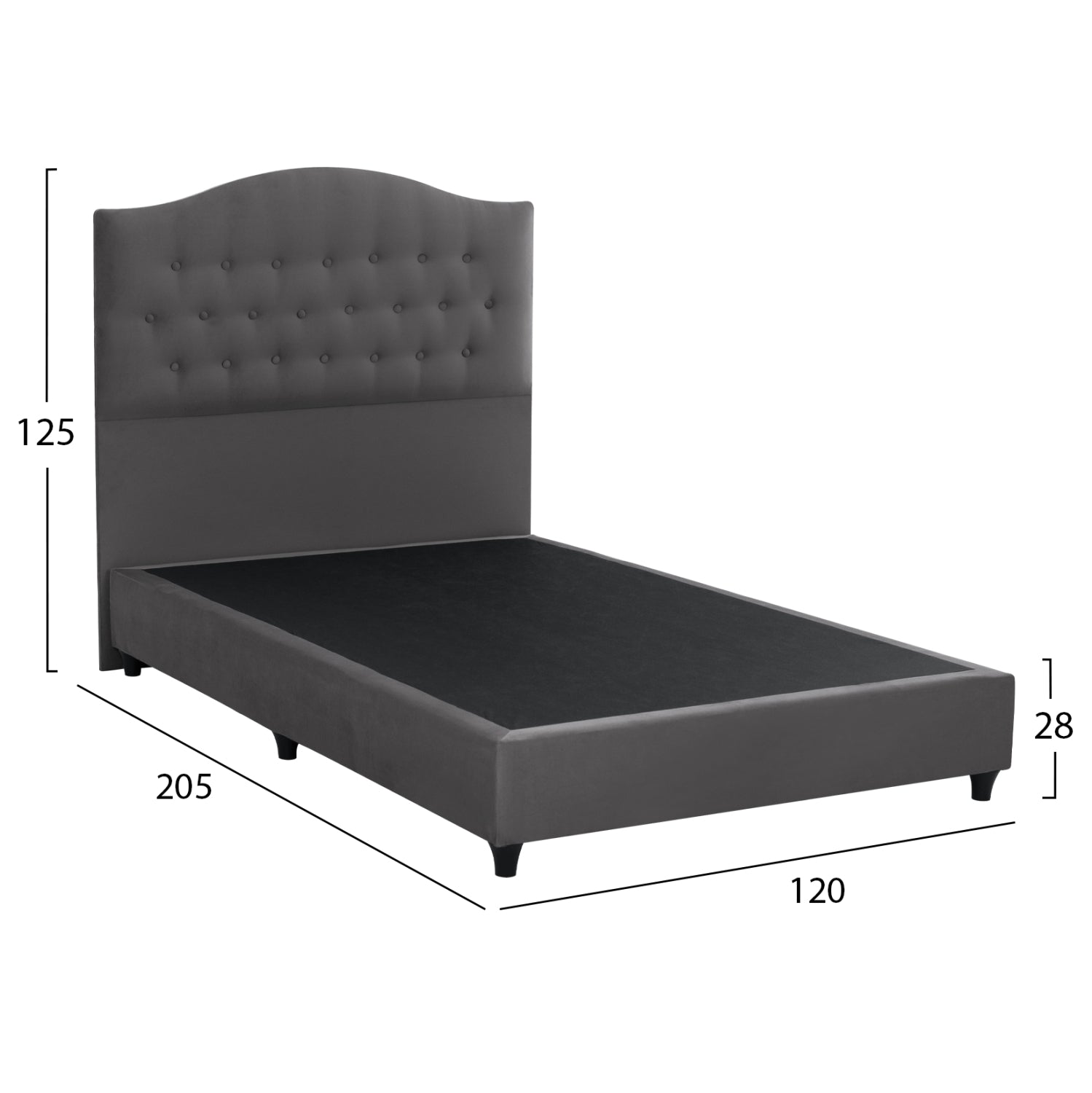 Легло Малена кадифе сив цвят 120x200 см