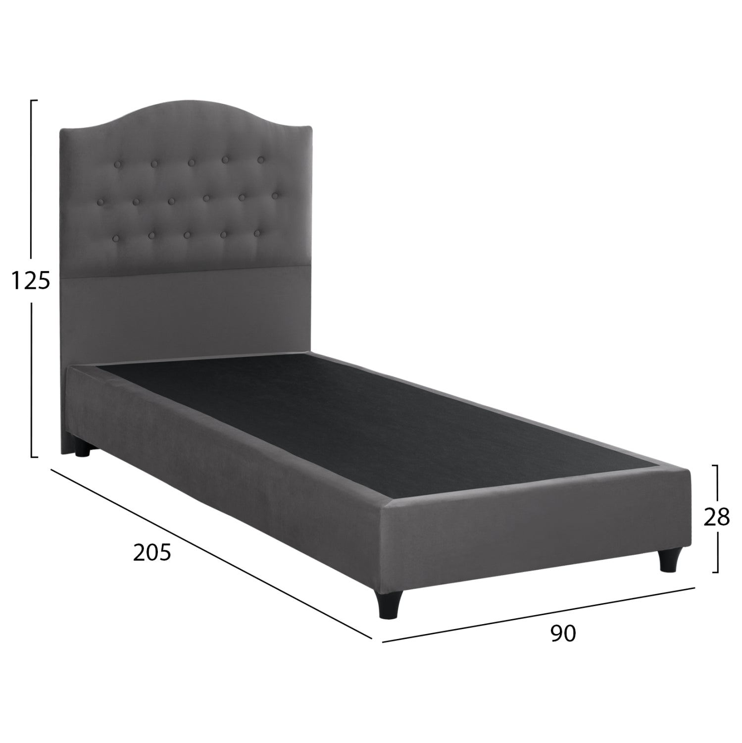 МАЛЕНА СИВО КАДИФЕНО ЛЕГЛО ЗА МАТРАК 90х200см.