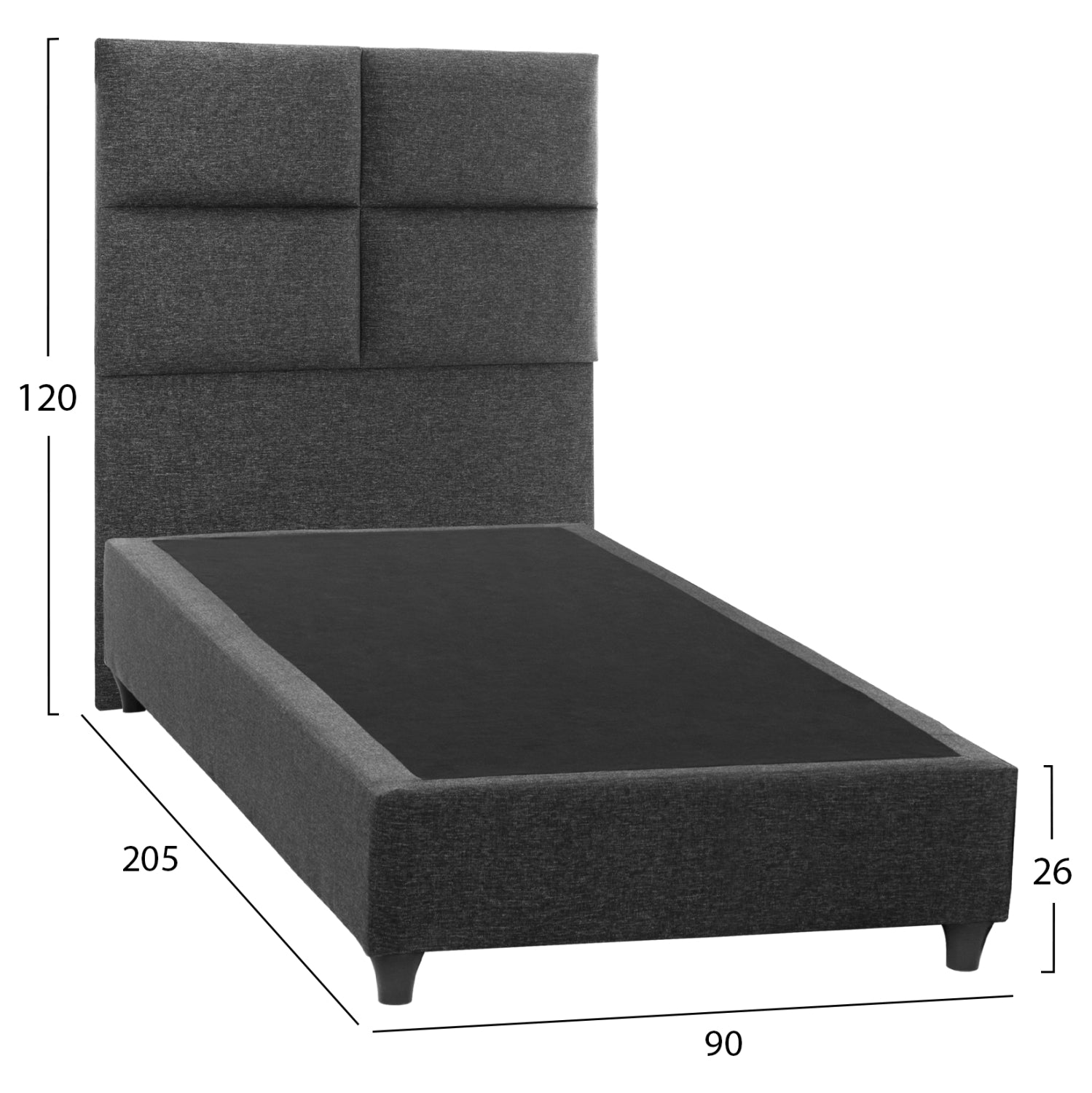 Легло Мило сив цвят 90x200см