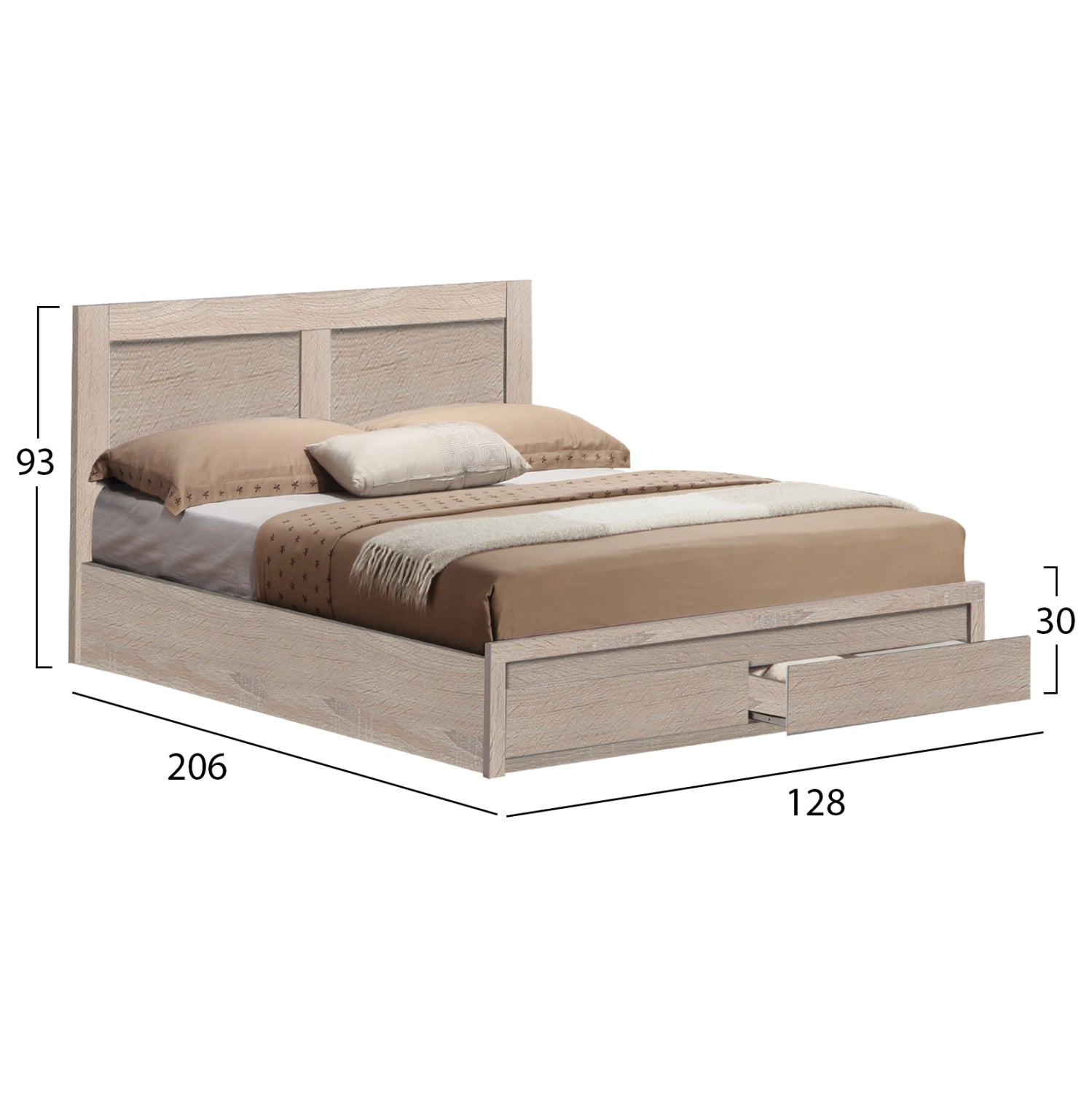 Легло CAPRI  цвят дъб-сив 120x200см