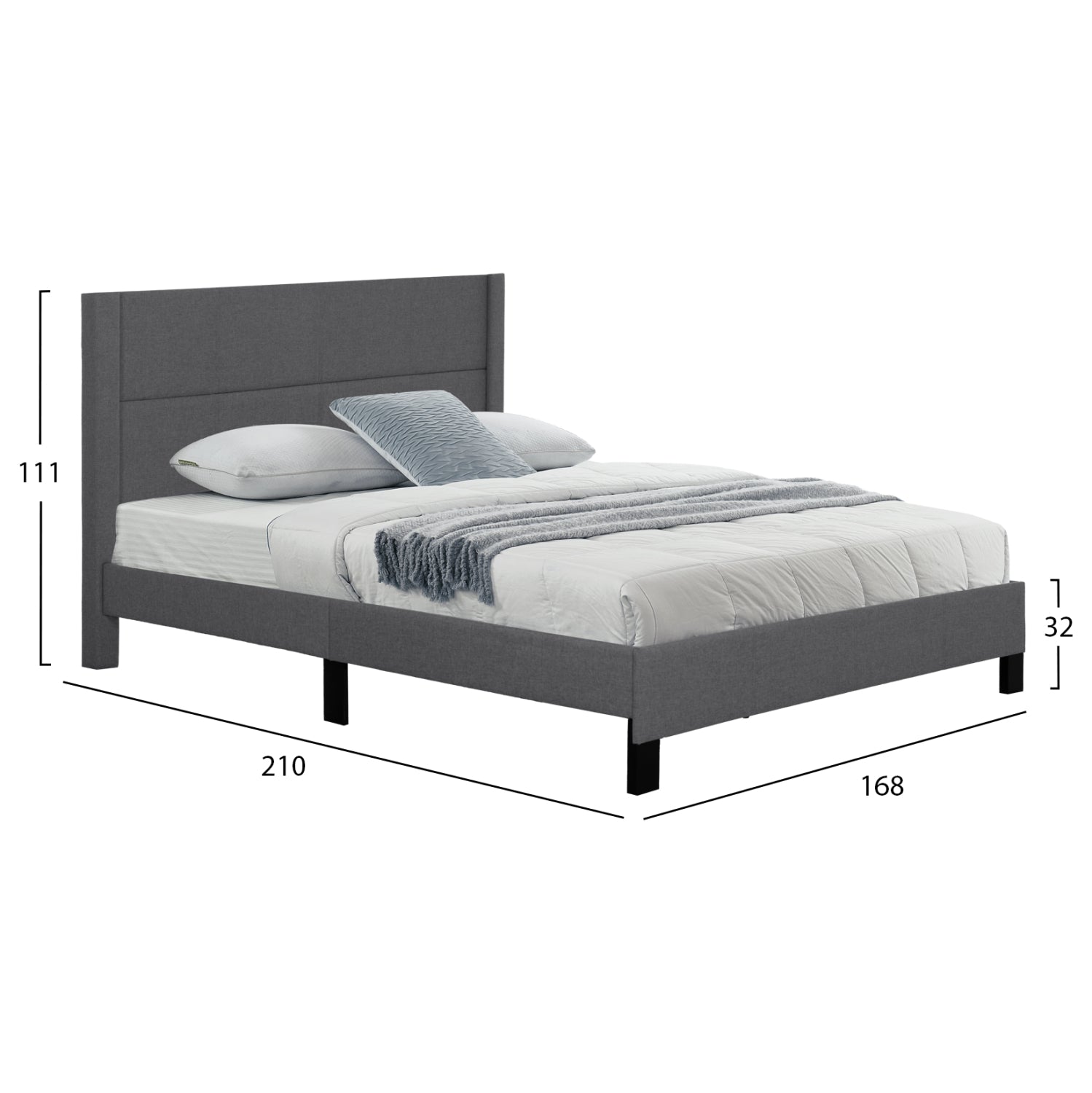 Легло TRILLOP сив плат за матрак 160х200см.