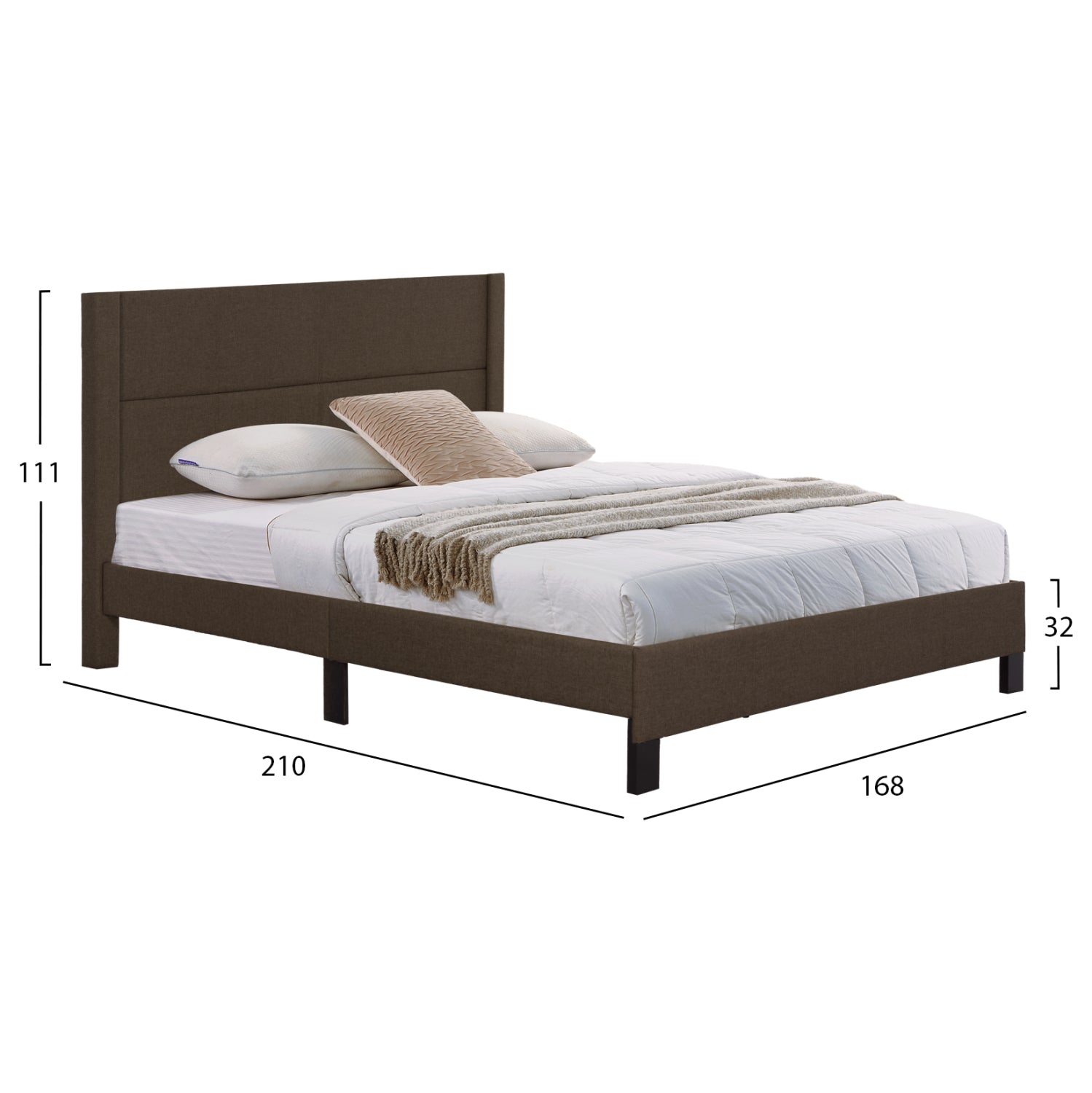 Легло TRILLOP кафяв плат за матрак 160х200см.