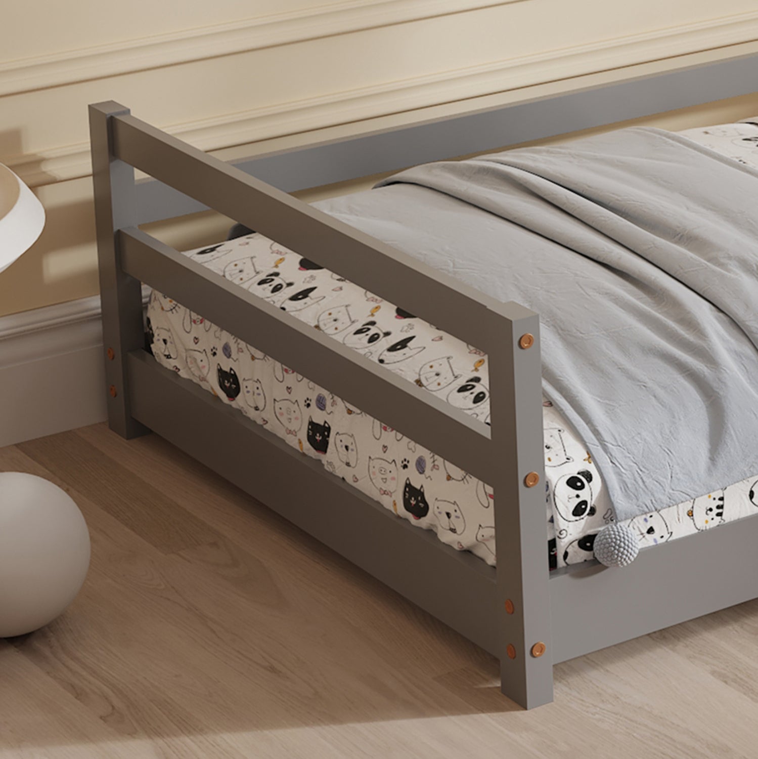 Легло HOUSER  сив цвят за матрак  190x90cm.